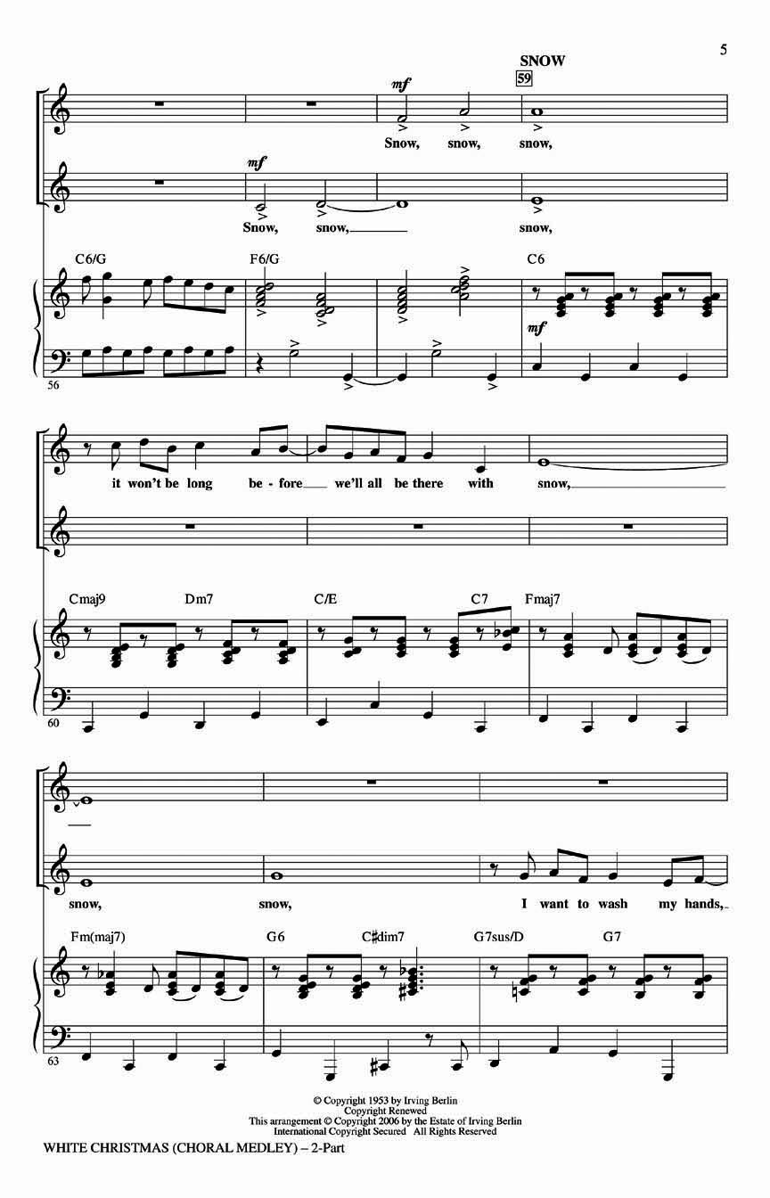Irving Berlin: White Christmas (Choral Medley): 2-Part Choir: Vocal Score