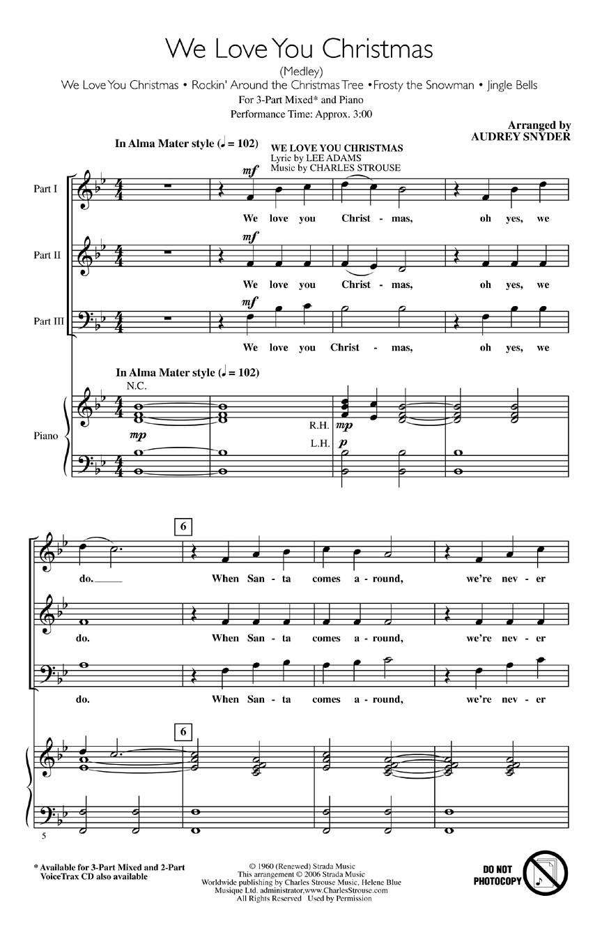 We Love You Christmas (Medley): 3-Part Choir: Vocal Score