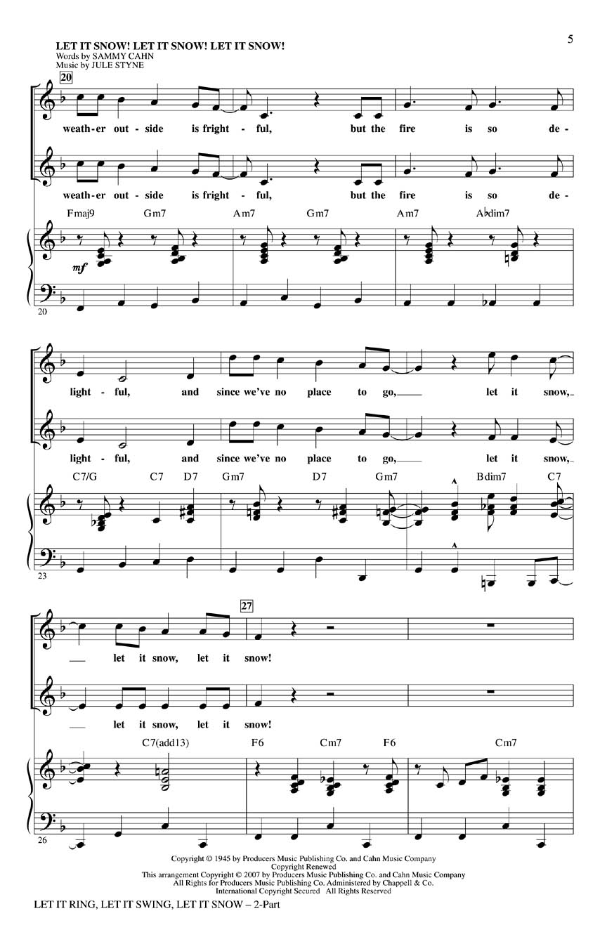 Let It Ring  Let It Swing  Let It Snow: 2-Part Choir: Vocal Score
