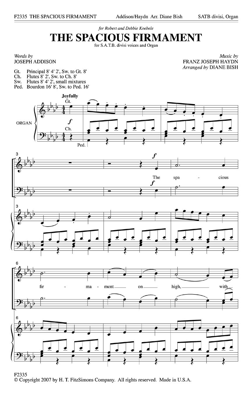 Franz Joseph Haydn: The Spacious Firmament: Mixed Choir: Vocal Score