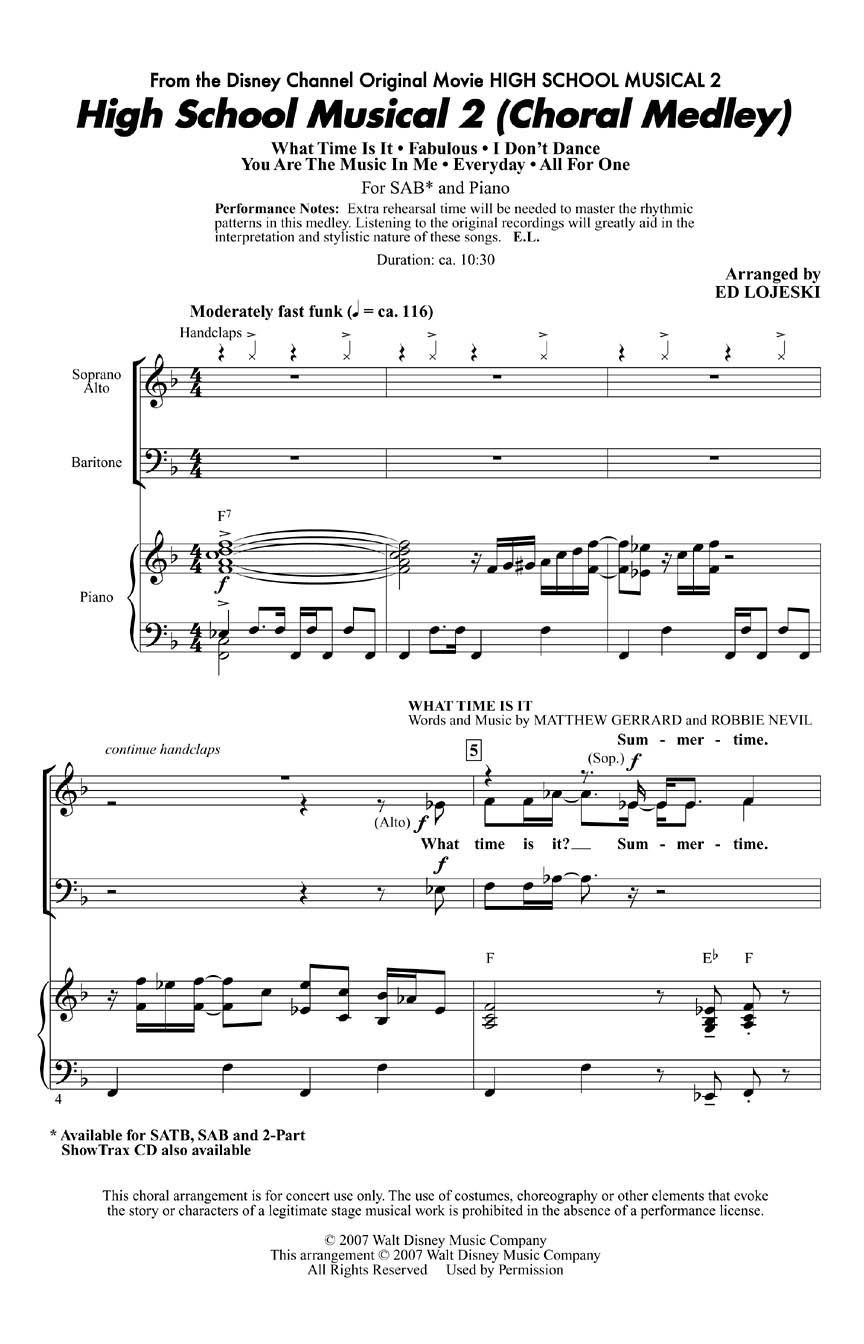 High School Musical 2: SAB: Vocal Score