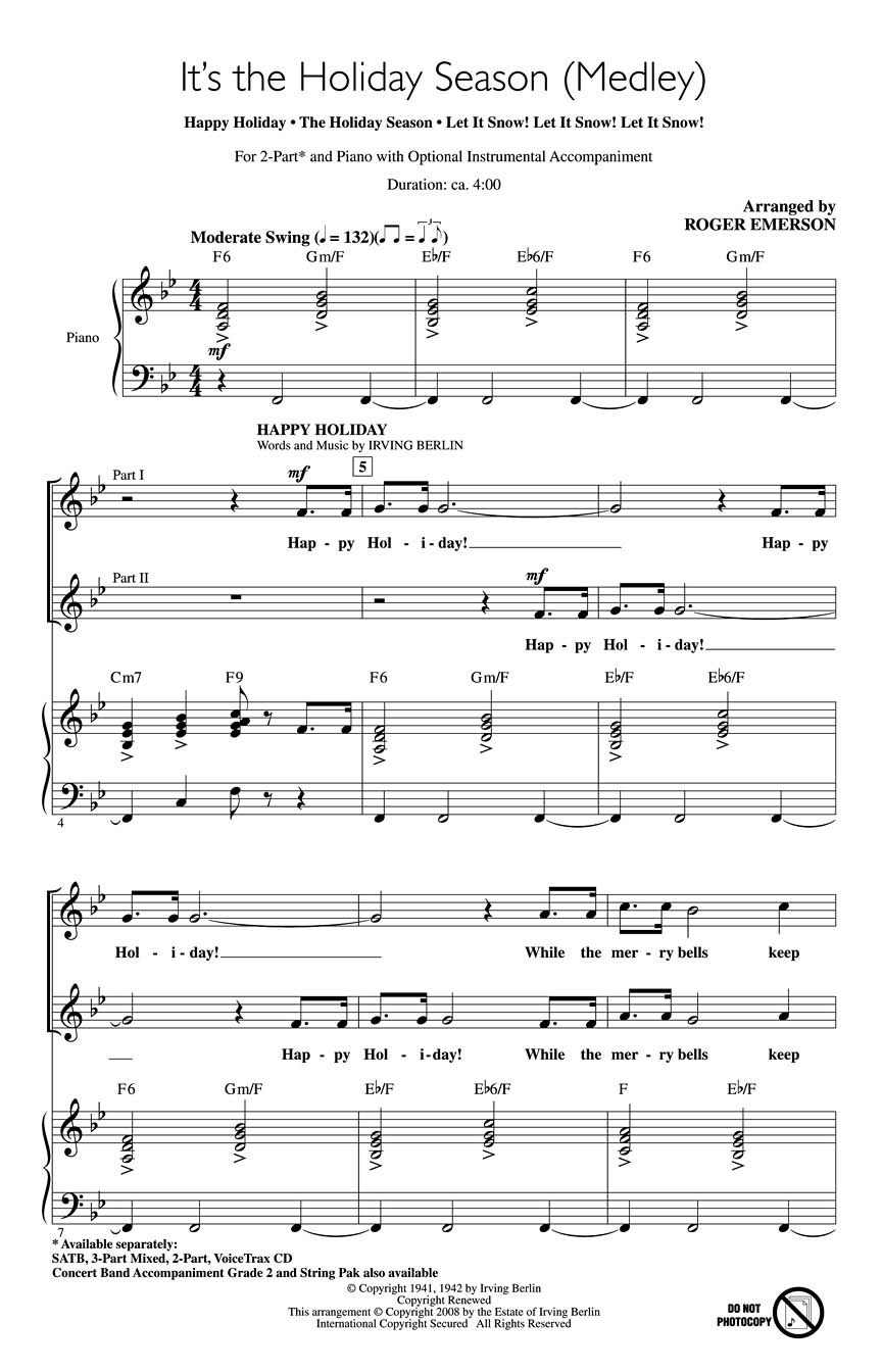 It's the Holiday Season: 2-Part Choir: Vocal Score