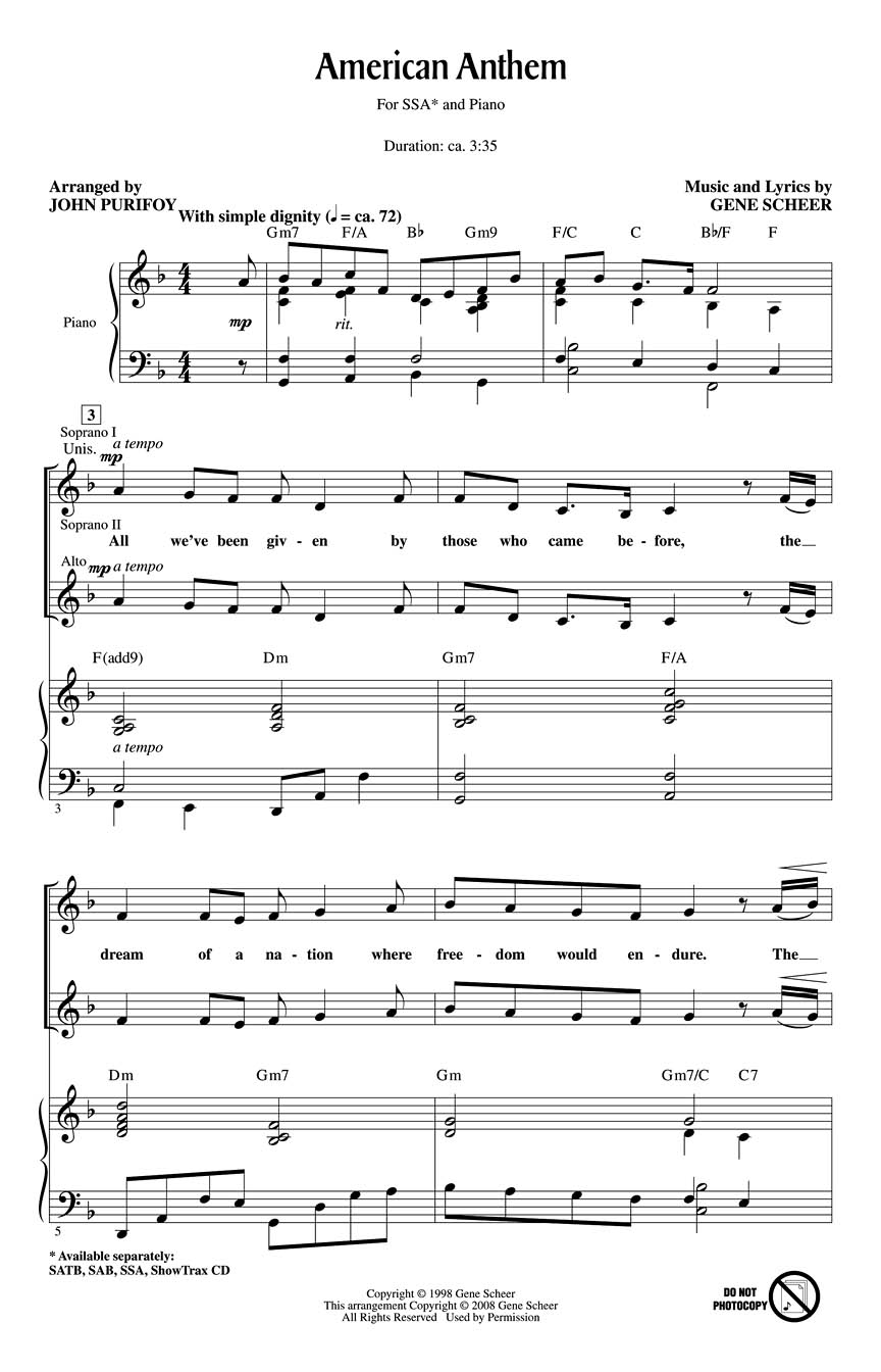 Gene Scheer: American Anthem: SSA: Vocal Score