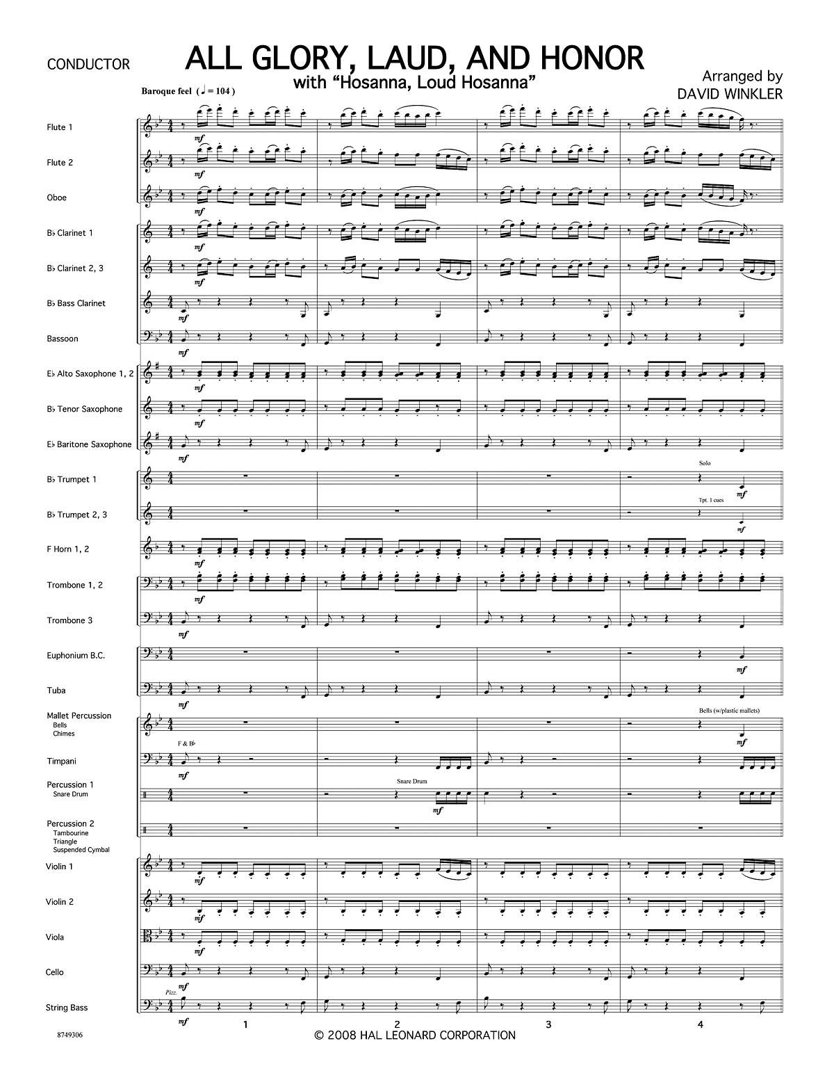 All Glory  Laud  and Honor: Orchestra: Score & Parts