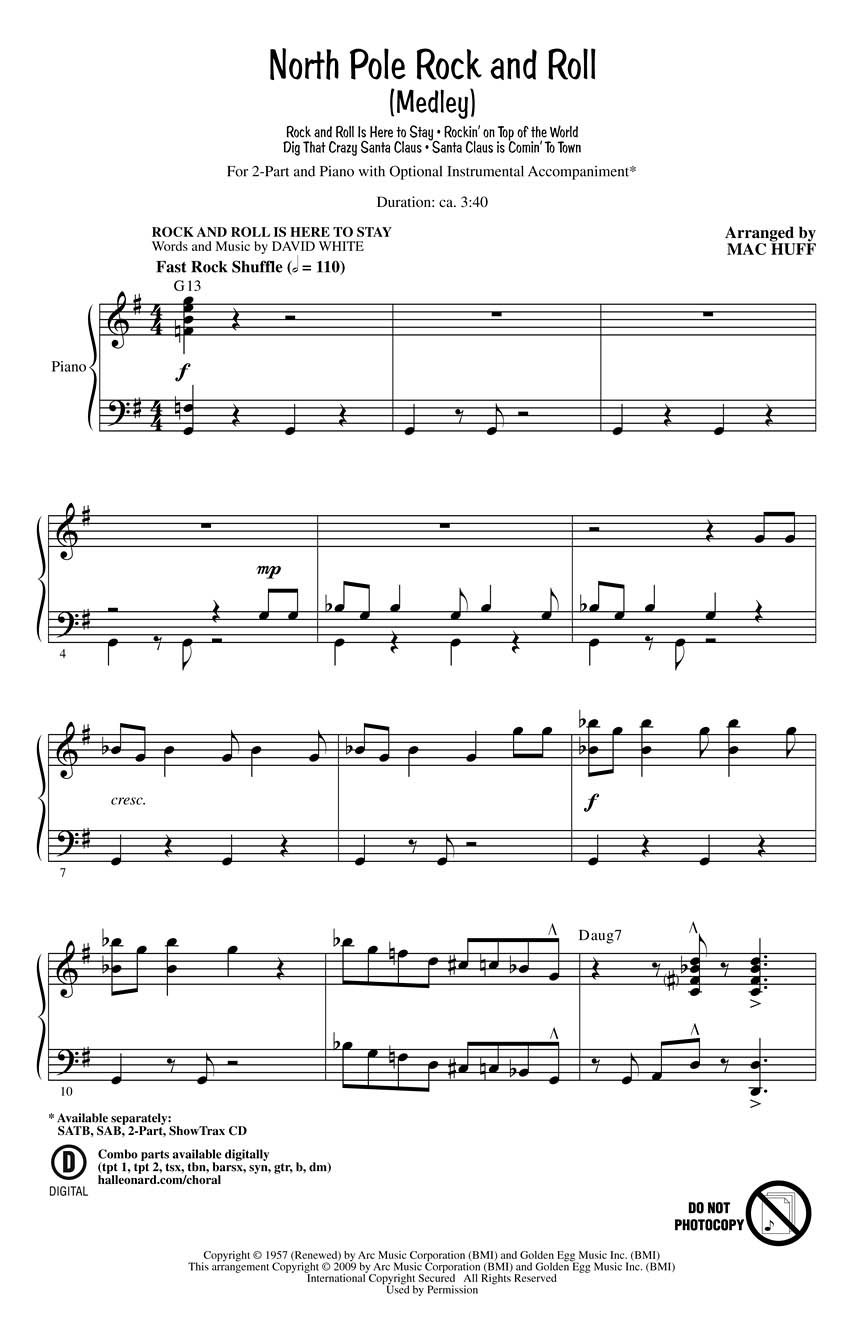 North Pole Rock and Roll: 2-Part Choir: Vocal Score