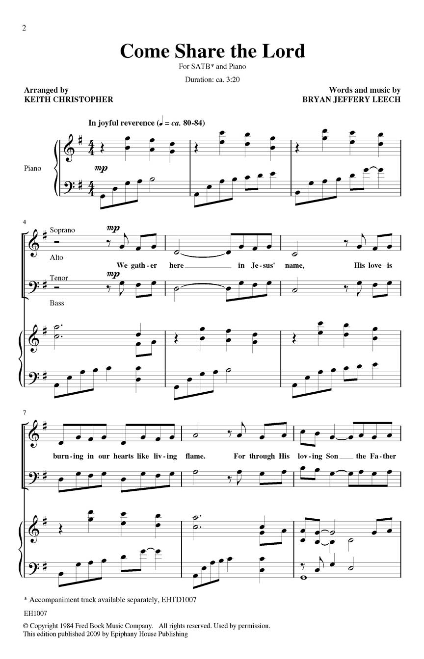 Bryan Jeffery Leech: Come Share The Lord: SATB: Parts