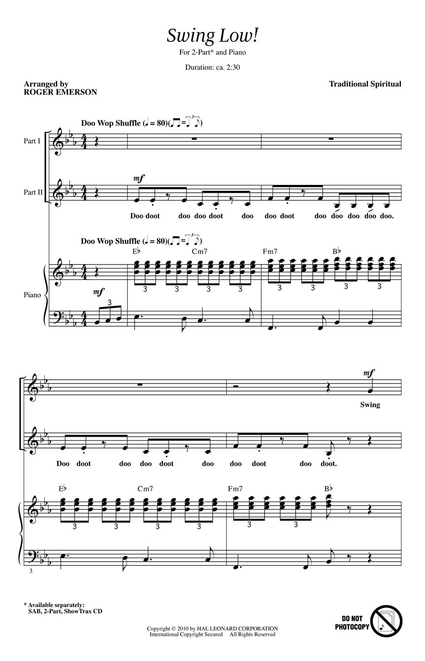 Swing Low!: 2-Part Choir: Vocal Score
