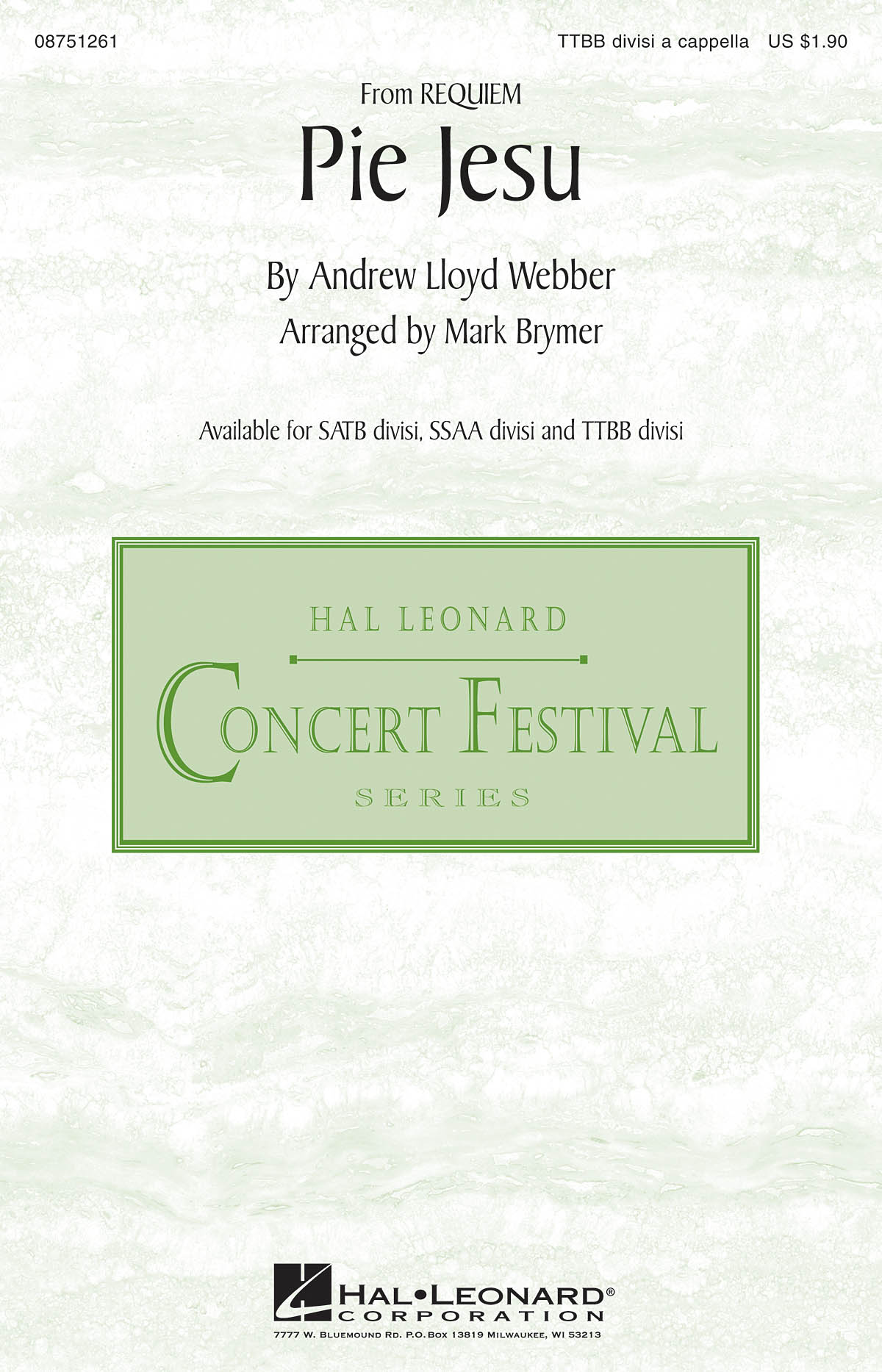 Andrew Lloyd Webber: Pie Jesu: TTBB: Vocal Score