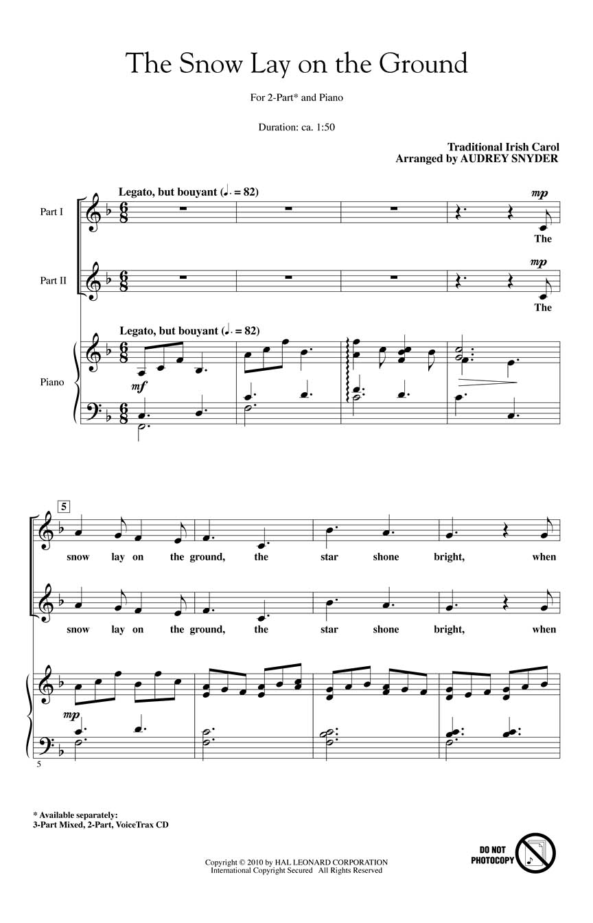 Traditional: The Snow Lay on the Ground: 2-Part Choir: Vocal Score