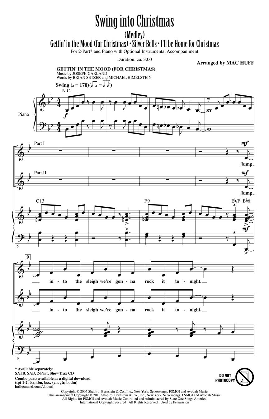 Swing into Christmas: 2-Part Choir: Vocal Score