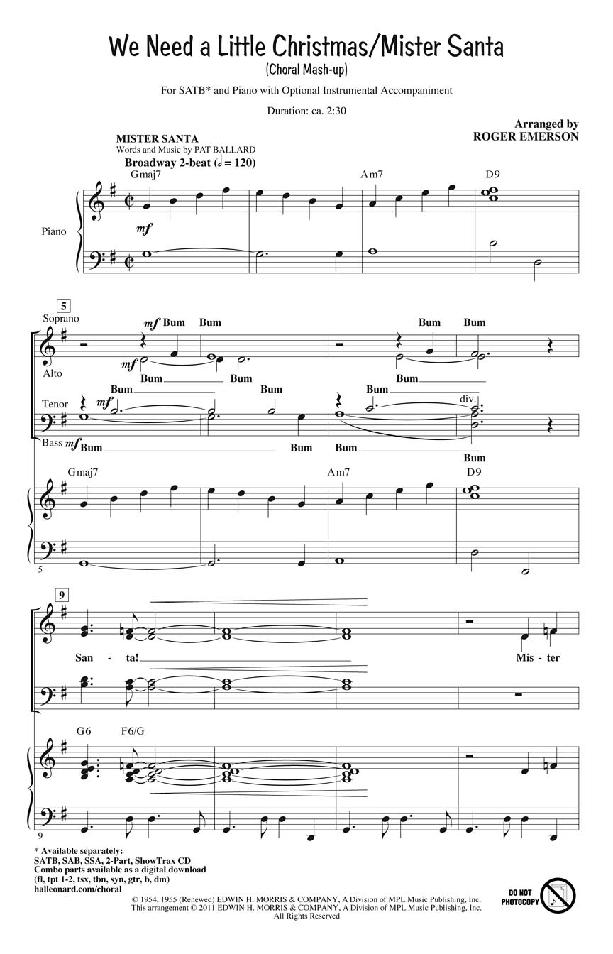 We Need a Little Christmas/Mister Santa: 2-Part Choir: Vocal Score