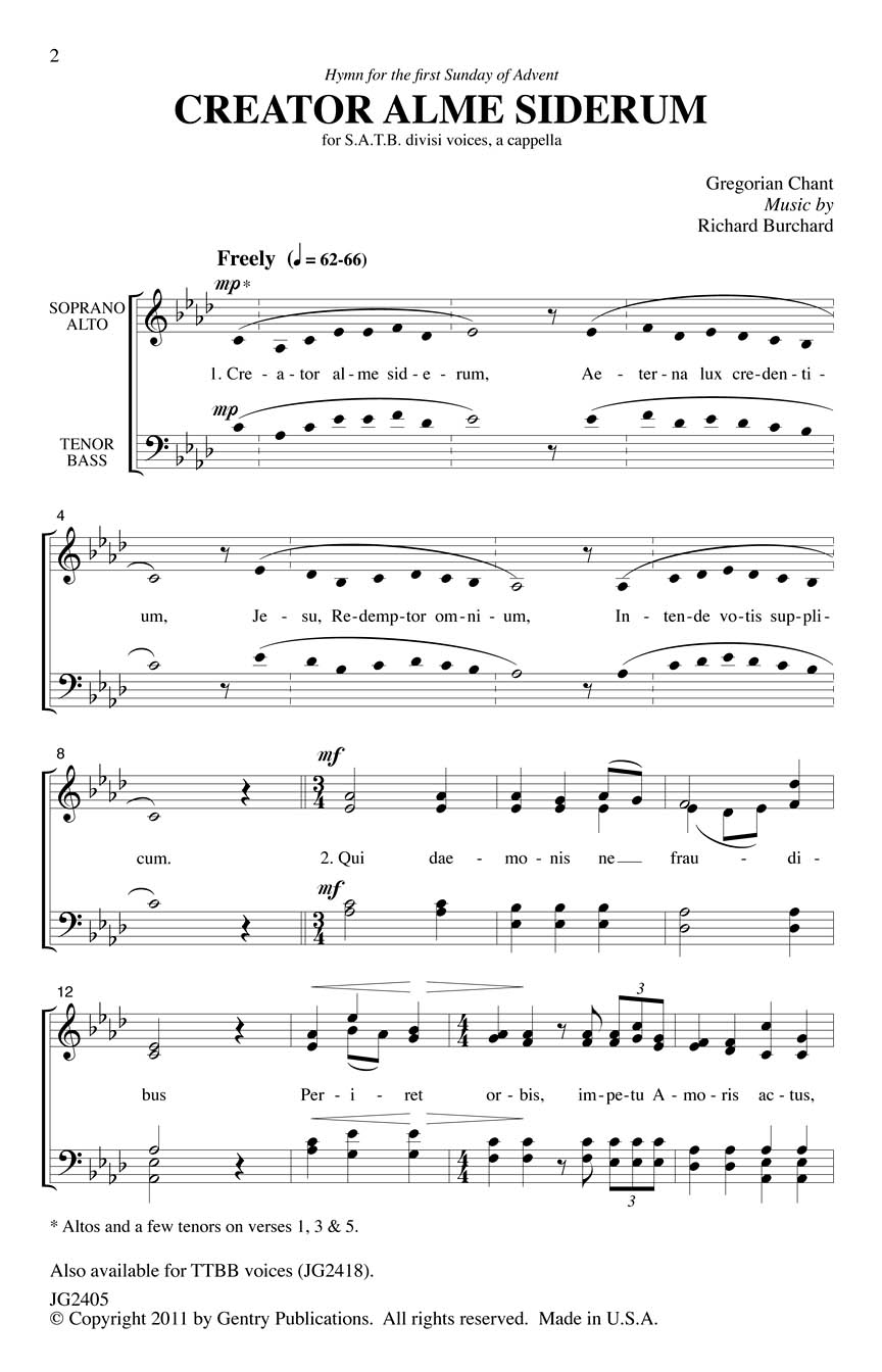 Richard Burchard: Creator Alme Siderum: TTBB: Vocal Score