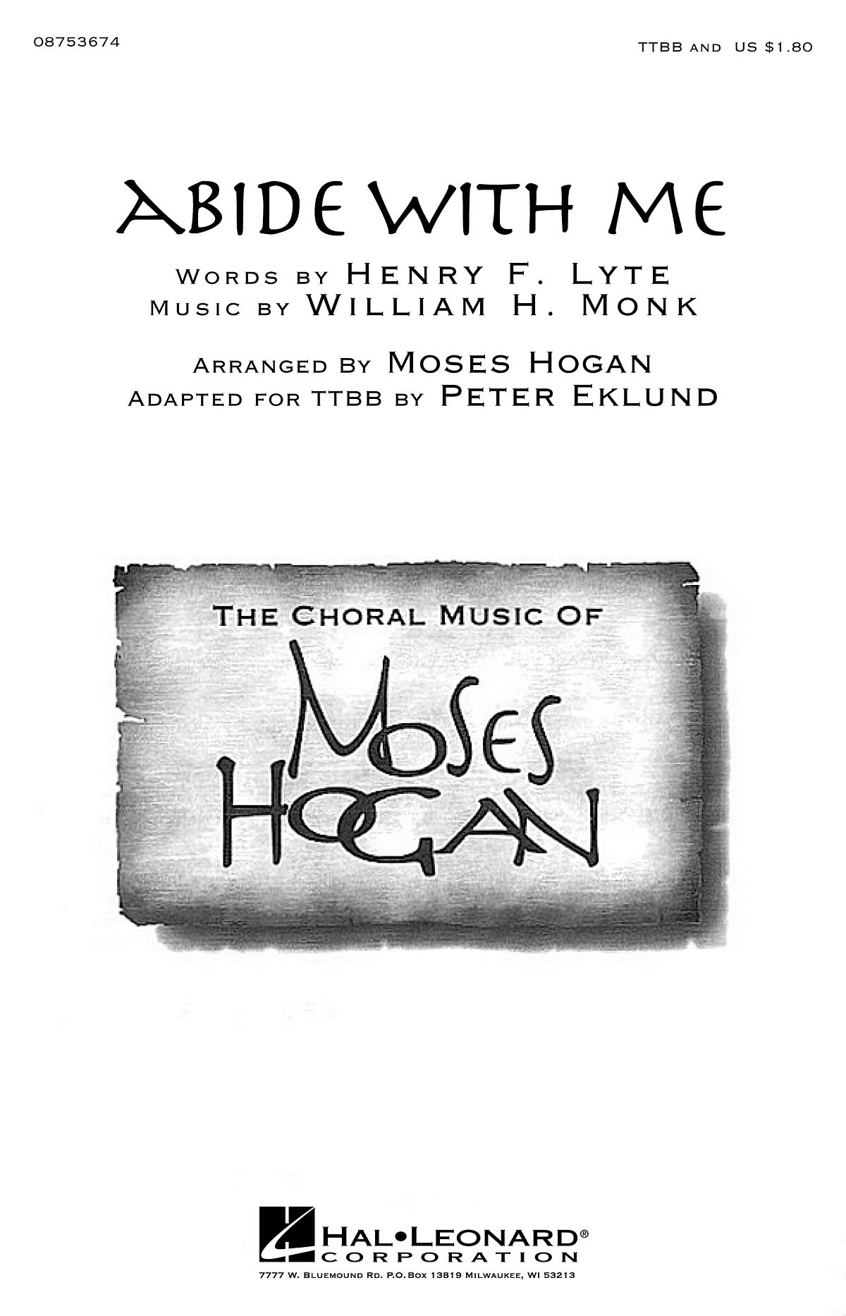 Henry F. Lyte William Henry Monk: Abide with Me: TTBB: Vocal Score