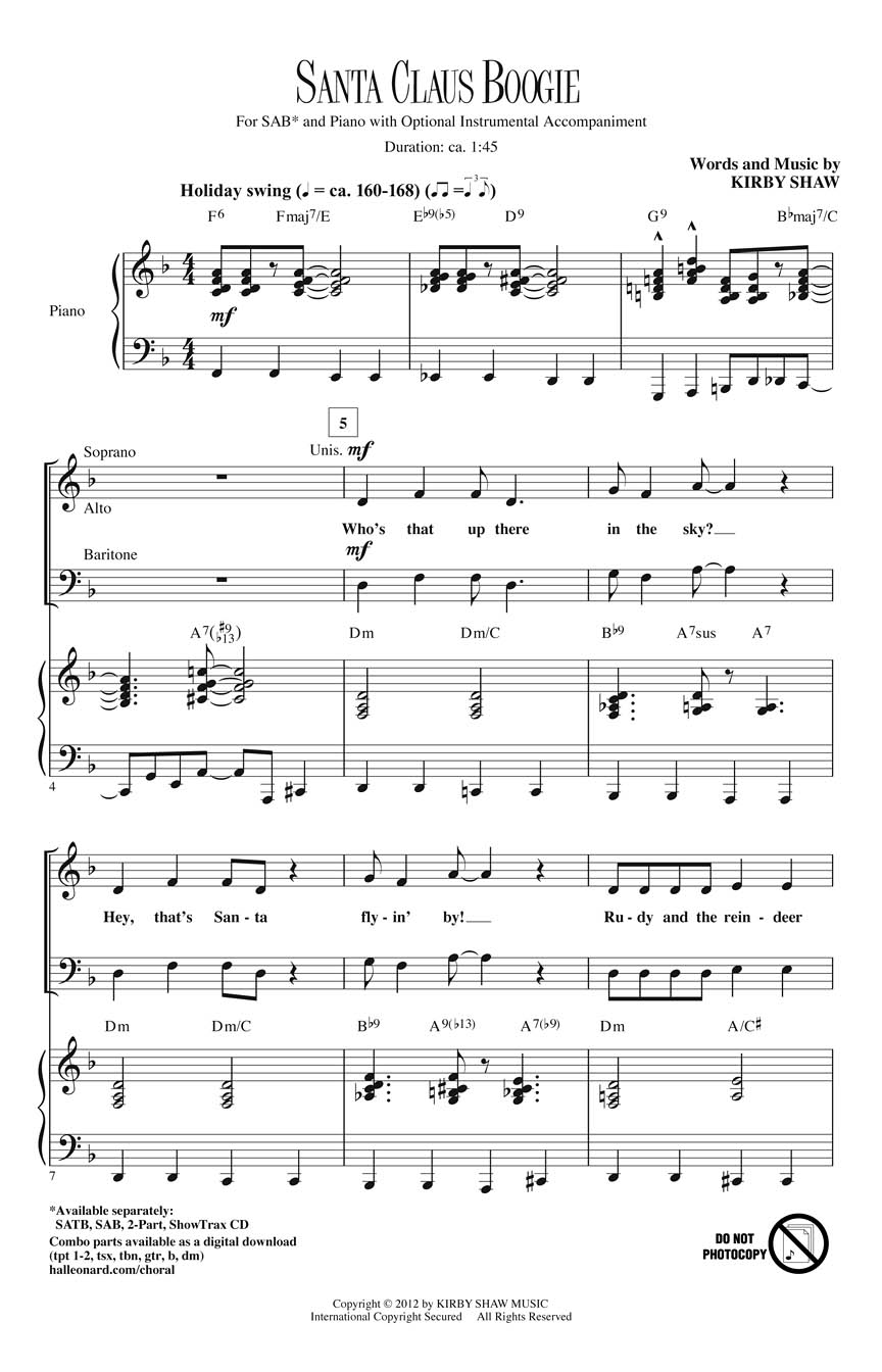 Kirby Shaw: Santa Claus Boogie: 2-Part Choir: Vocal Score
