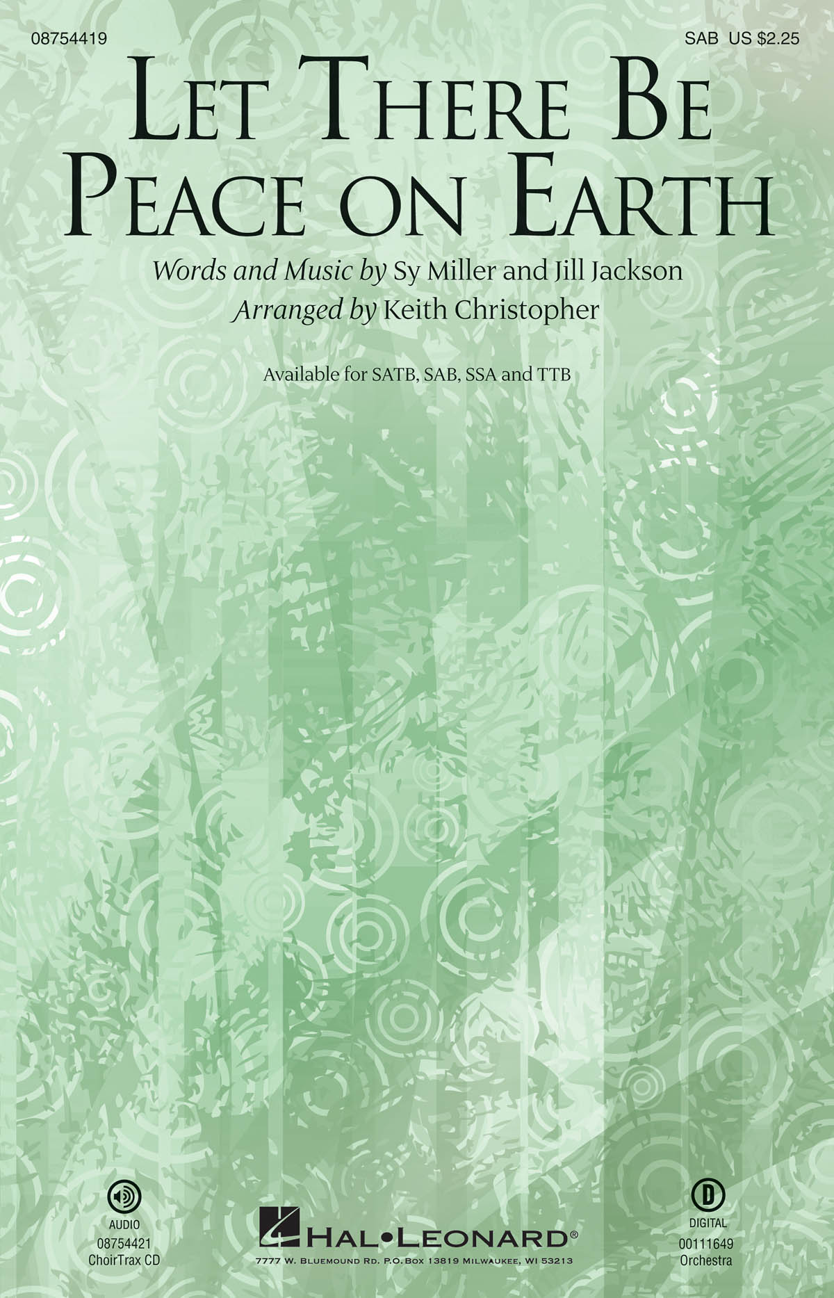 Jill Jackson Sy Miller: Let There Be Peace On Earth: SAB: Vocal Score
