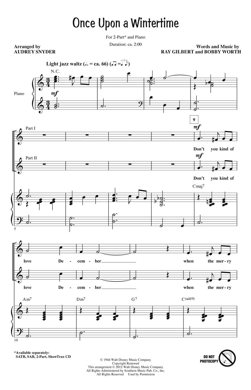Once Upon a Wintertime: 2-Part Choir: Vocal Score