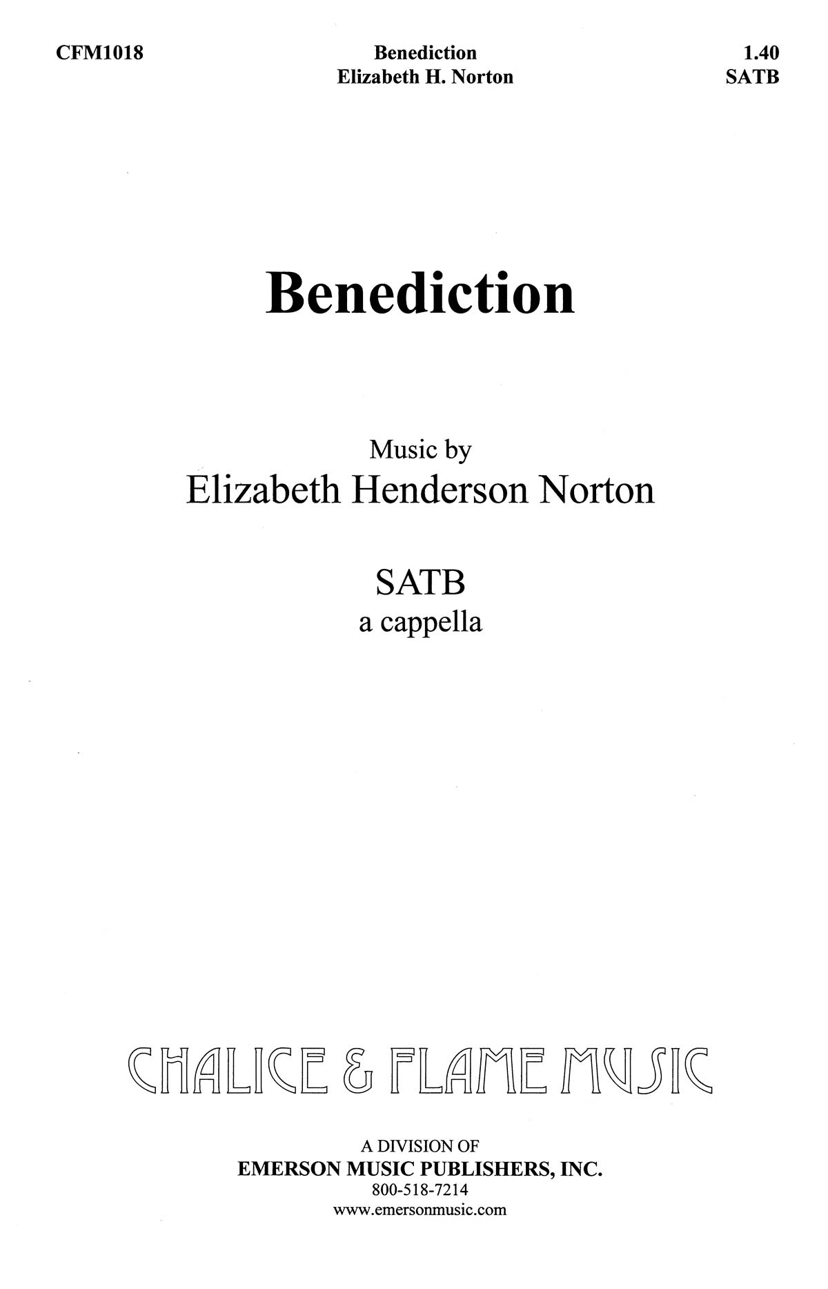Elizabeth Norton: Benediction: SATB: Vocal Score