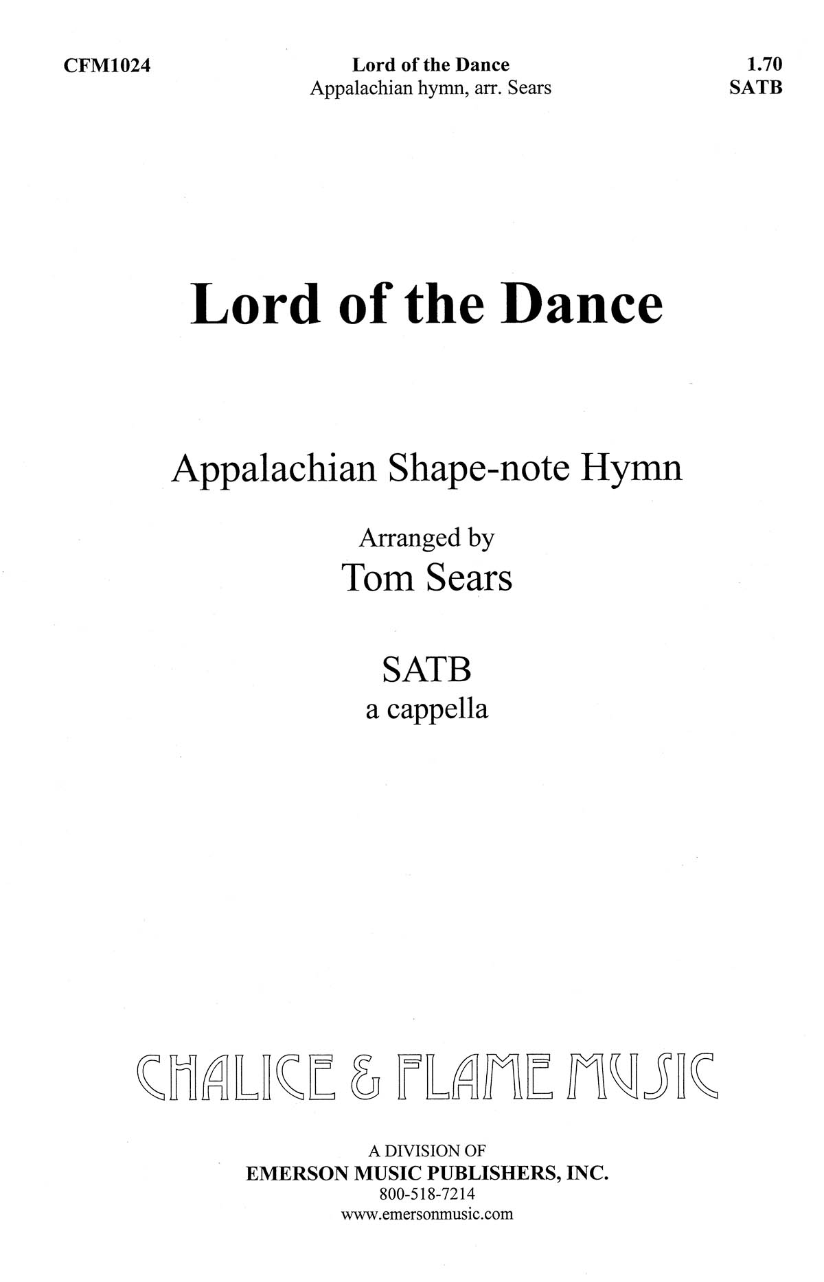 Tom Sears: Lord of the Dance: SATB: Vocal Score