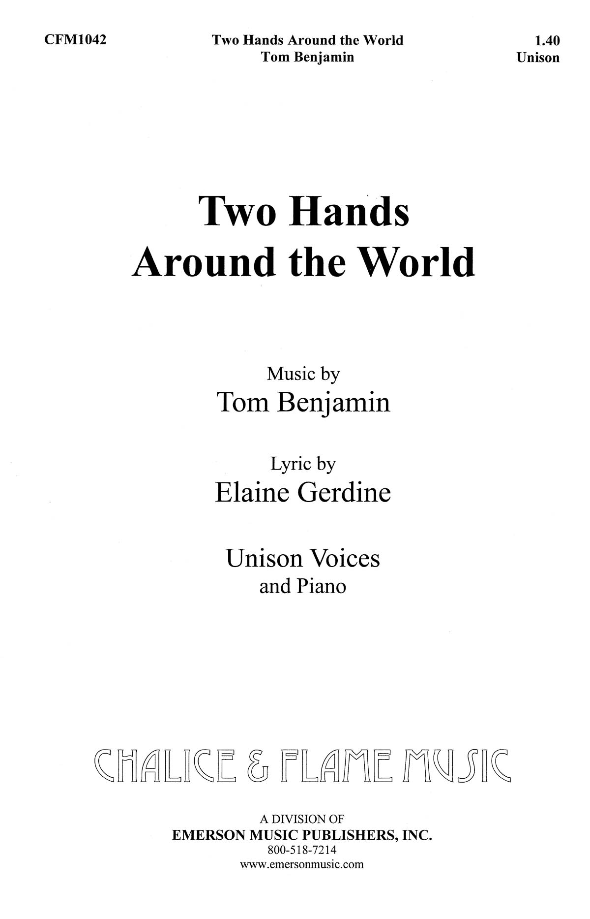 Tom Benjamin: Two Hands Around The World: Mixed Choir: Vocal Score