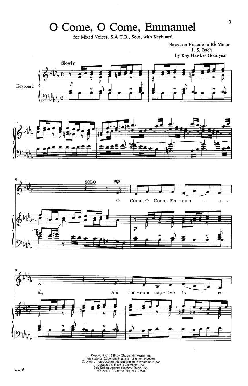 Johann Sebastian Bach: O Come  O Come  Emmanuel: SATB: Vocal Score