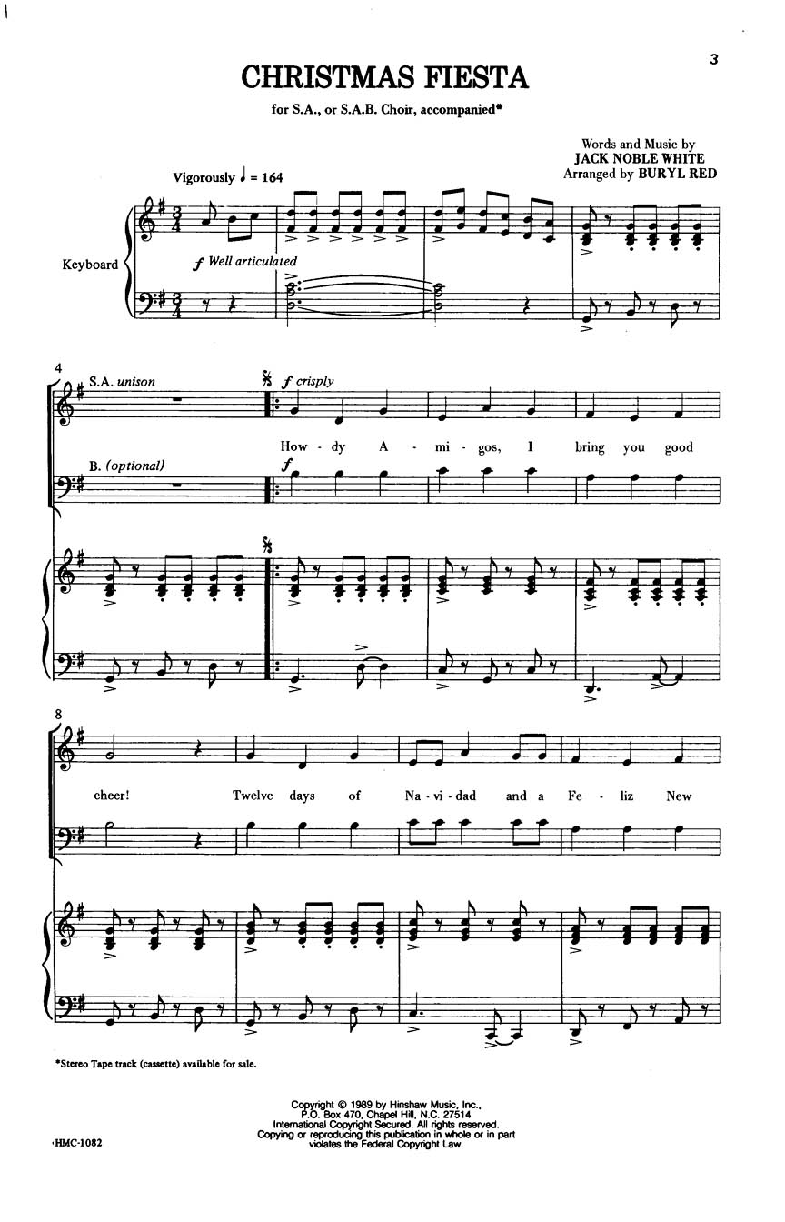 Jack White: Christmas Fiesta: 2-Part Choir: Vocal Score