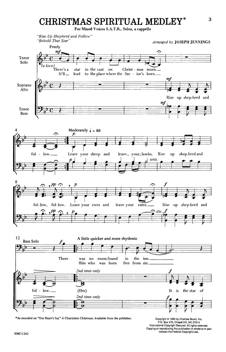 J. Jennings: Christmas Spiritual: SATB: Vocal Score