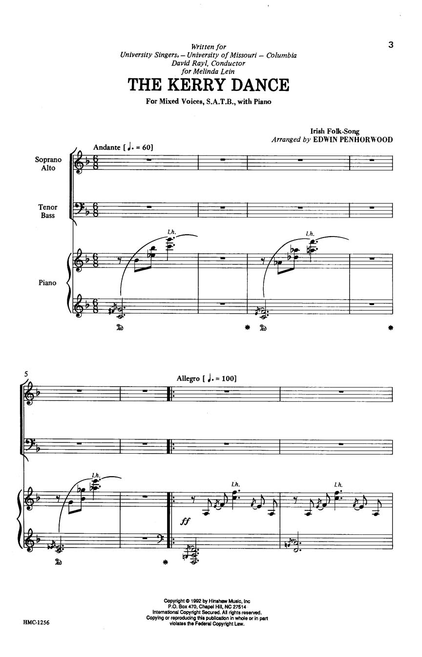 Kerry Dance: SATB: Vocal Score