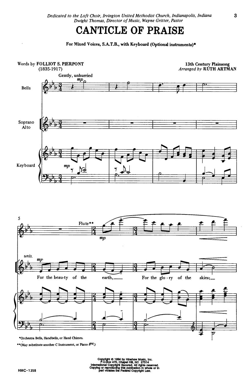Canticle Of Praise: SATB: Vocal Score