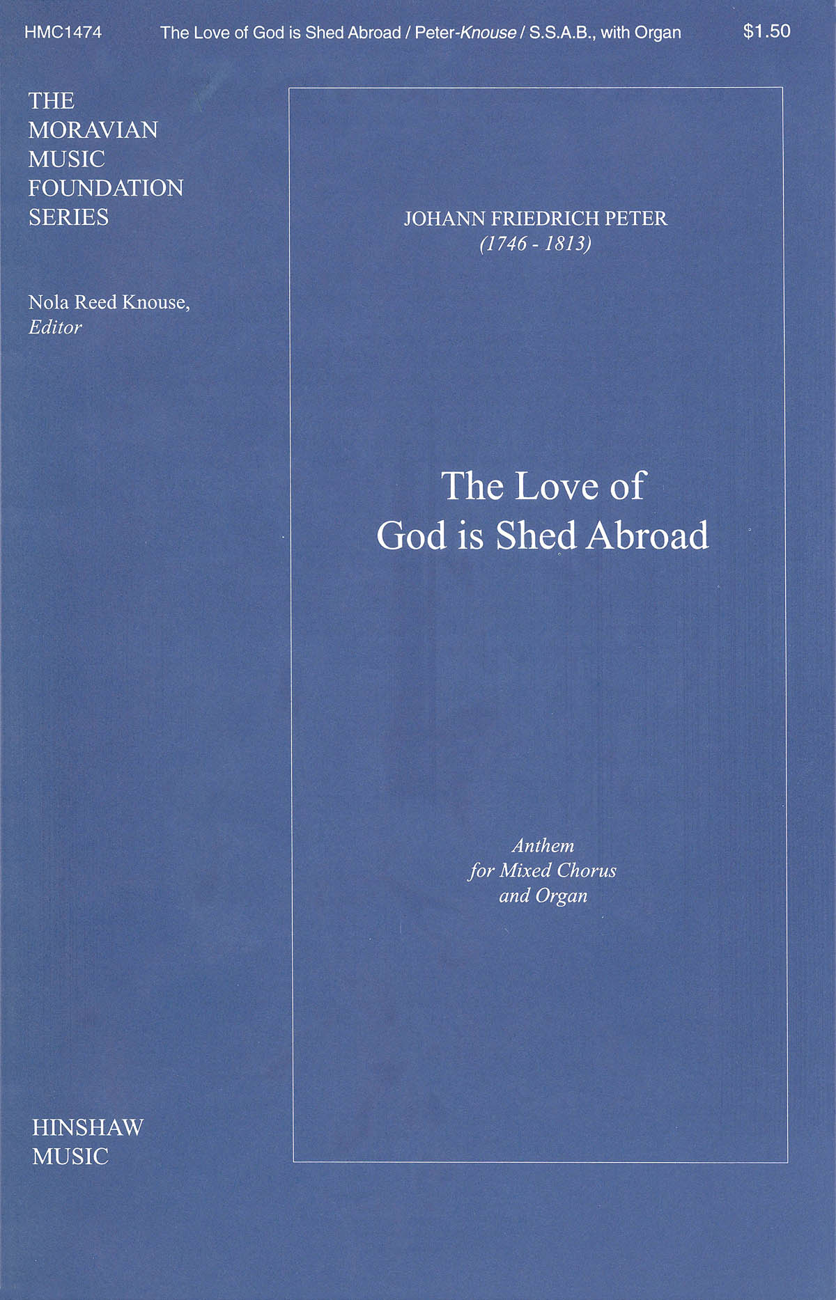 Johann Fr. Peter: The Love of God Is Shed Abroad: Mixed Choir: Vocal Score