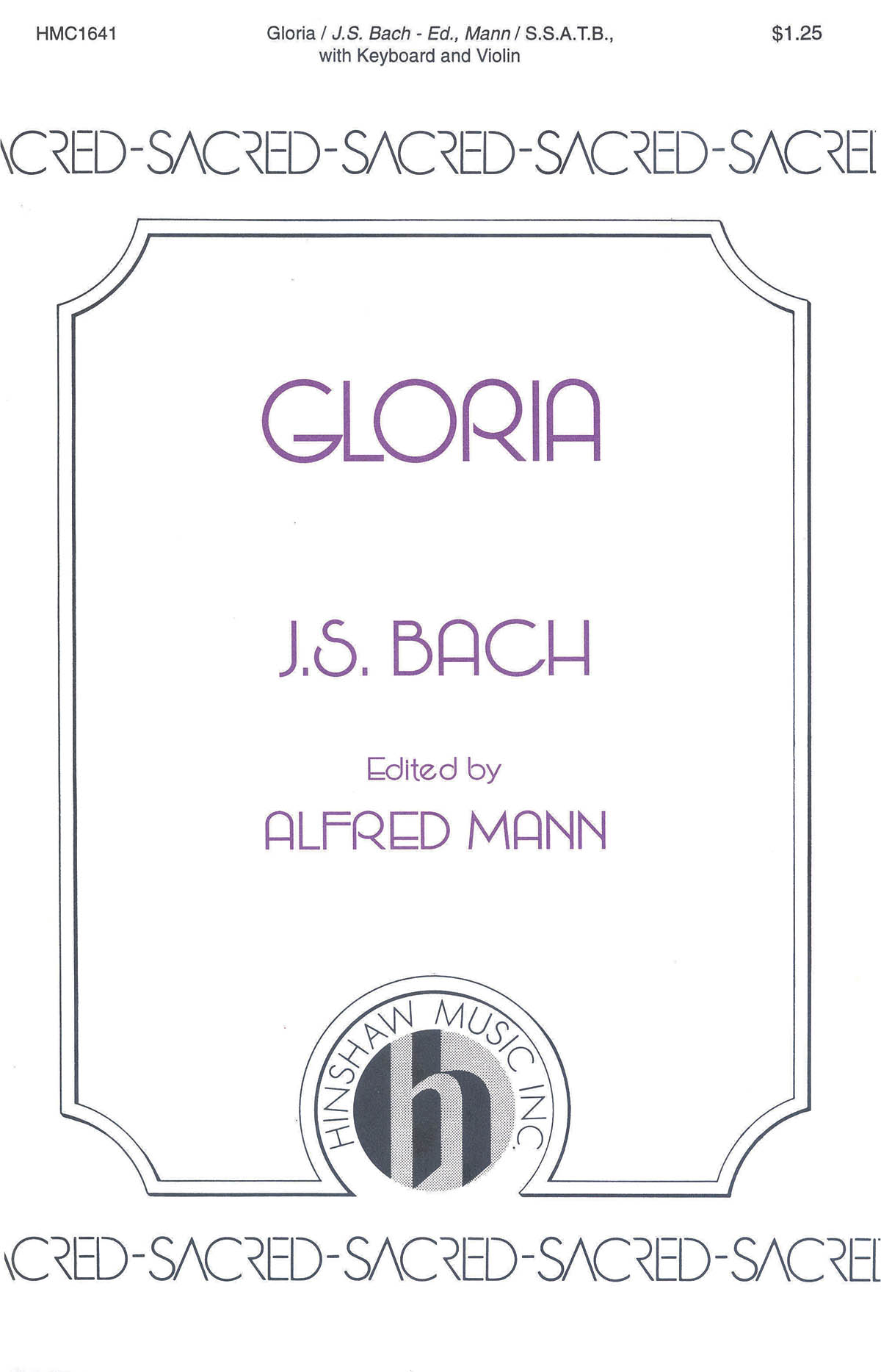 Johann Sebastian Bach: Gloria: SATB: Vocal Score