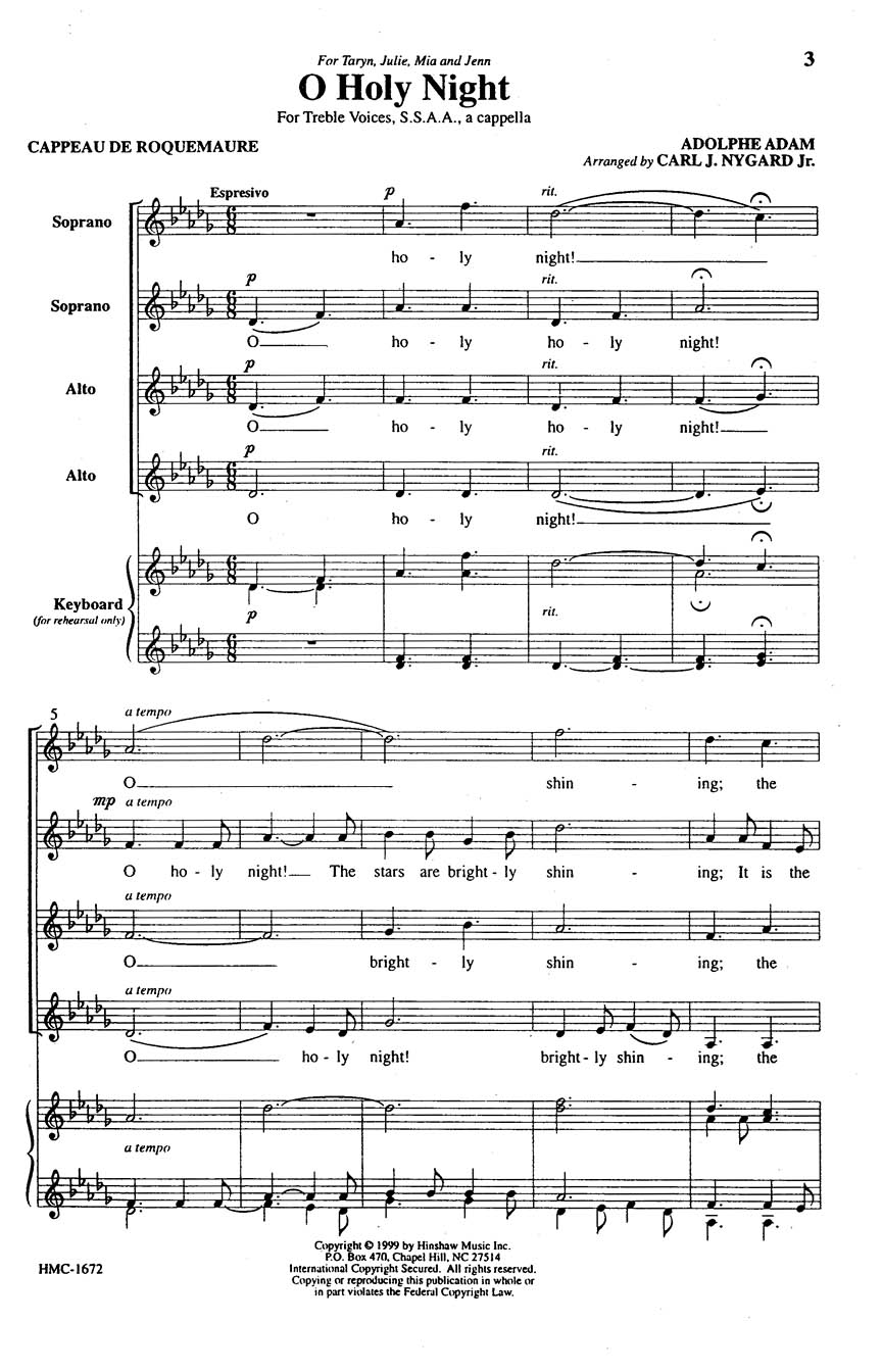 Adolphe Charles Adam: O Holy Night: SSAA: Vocal Score