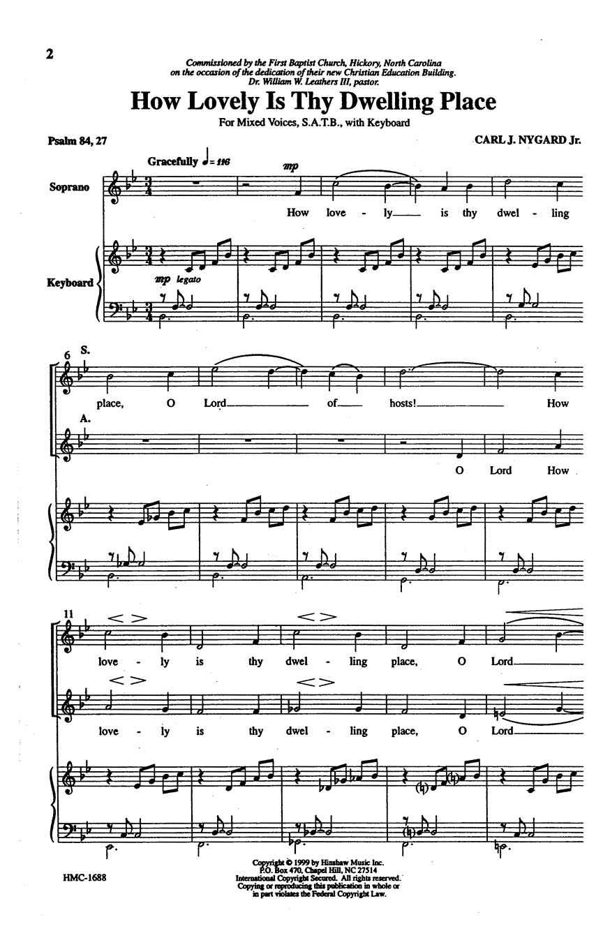 Carl Nygard: How Lovely Is Thy Dwelling Place: SATB: Vocal Score
