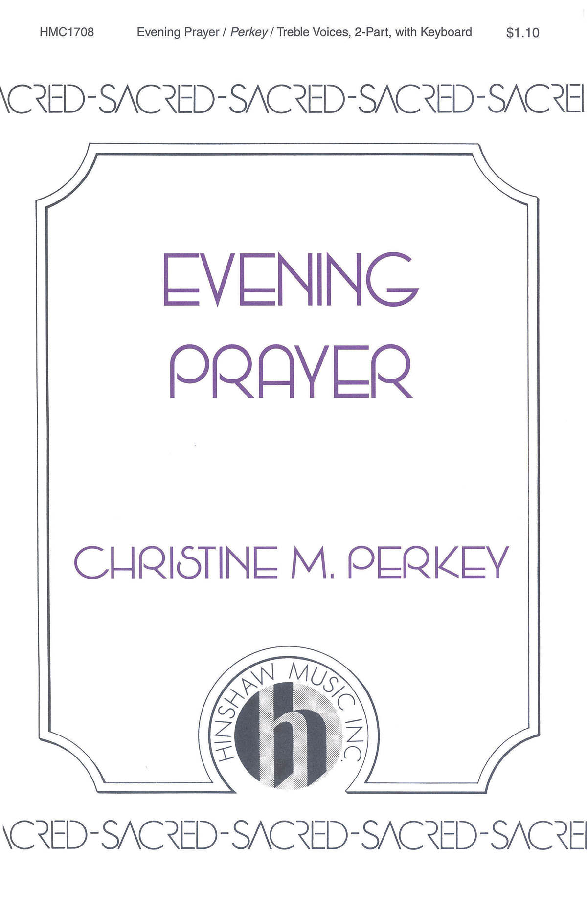 Christine Perkey: Evening Prayer: 2-Part Choir: Vocal Score