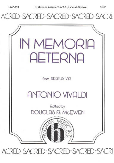 Antonio Vivaldi: In Memoria Aeterna: SATB: Vocal Score