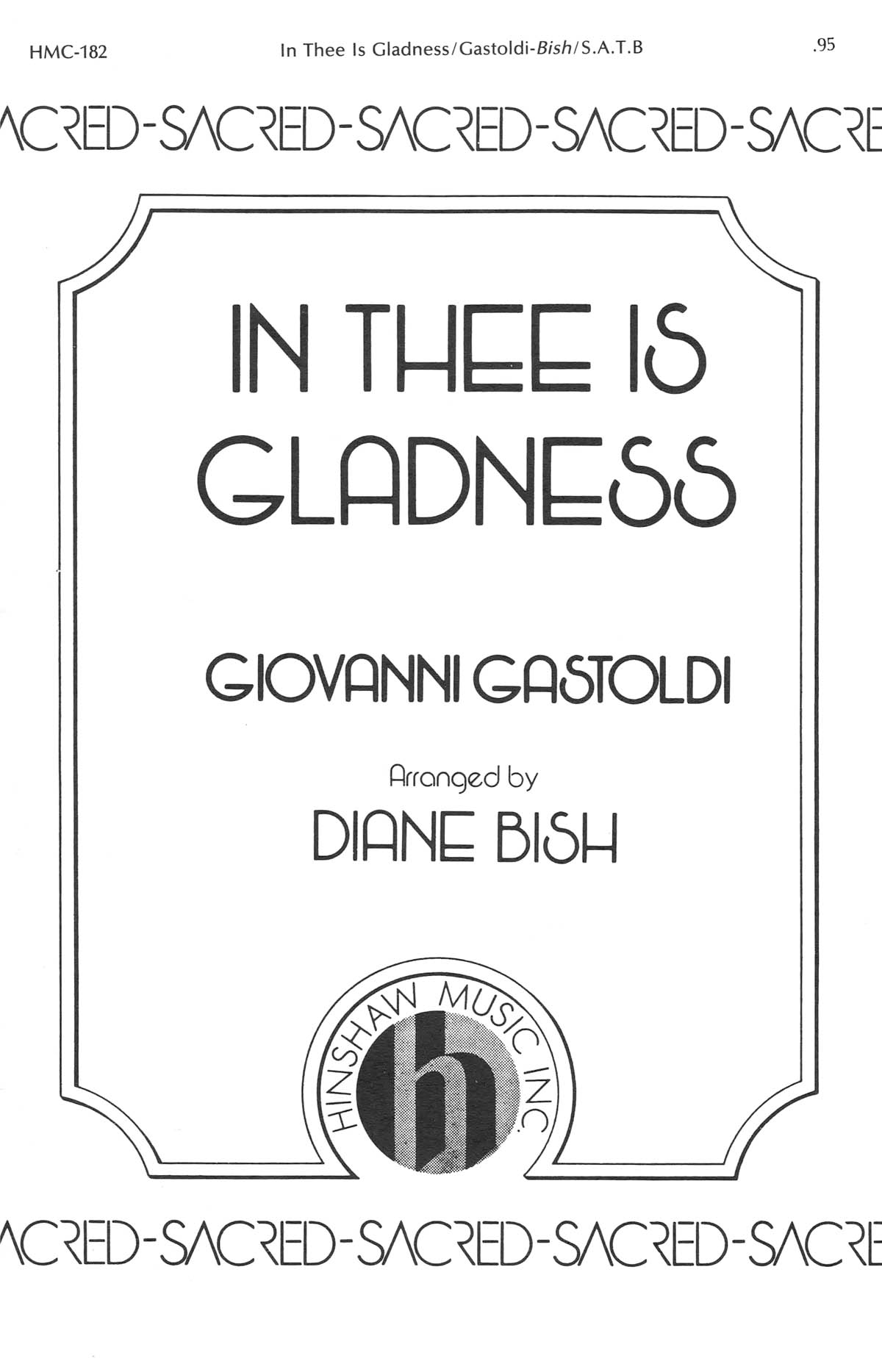 Giovanni Giacomo Gastoldi: In Thee Is Gladness: SATB: Vocal Score
