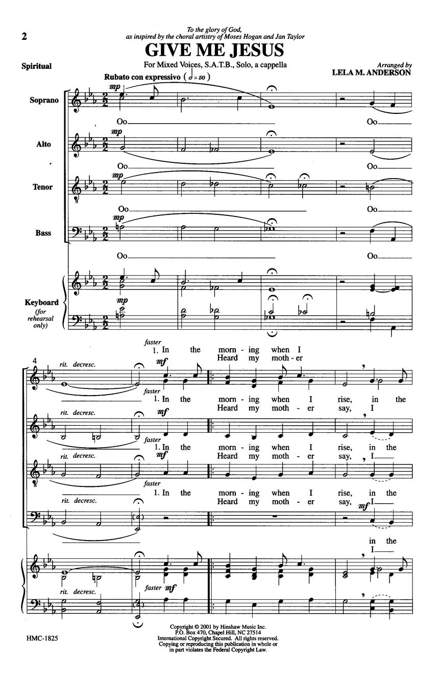 Give Me Jesus: SATB: Vocal Score