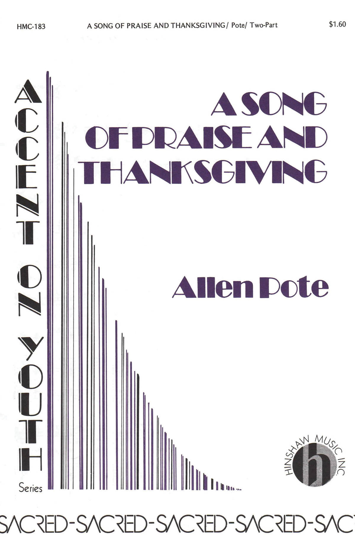 Allen Pote: A Song Of Praise And Thanksgiving: 2-Part Choir: Vocal Score