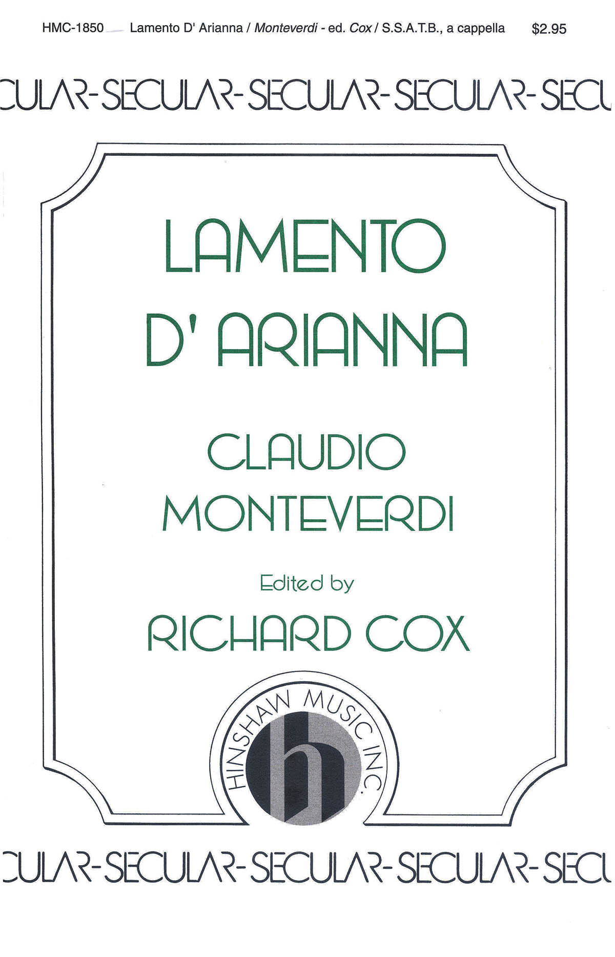 Claudio Monteverdi: Lamento D'arianna: SATB: Vocal Score