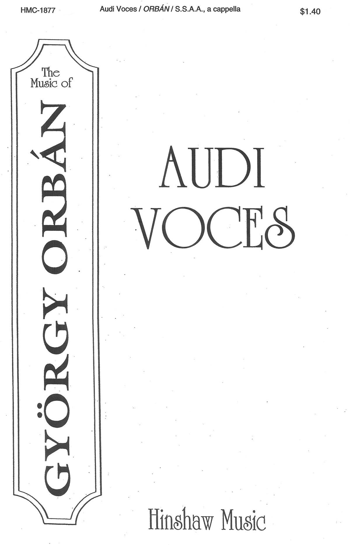 György Orbán: Audi Voces: SSAA: Vocal Score