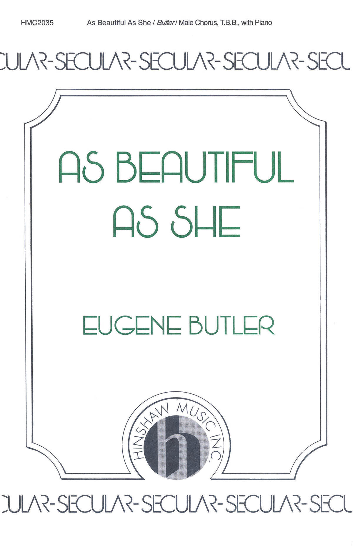 Eugene Butler: As Beautiful As She: TBB: Vocal Score
