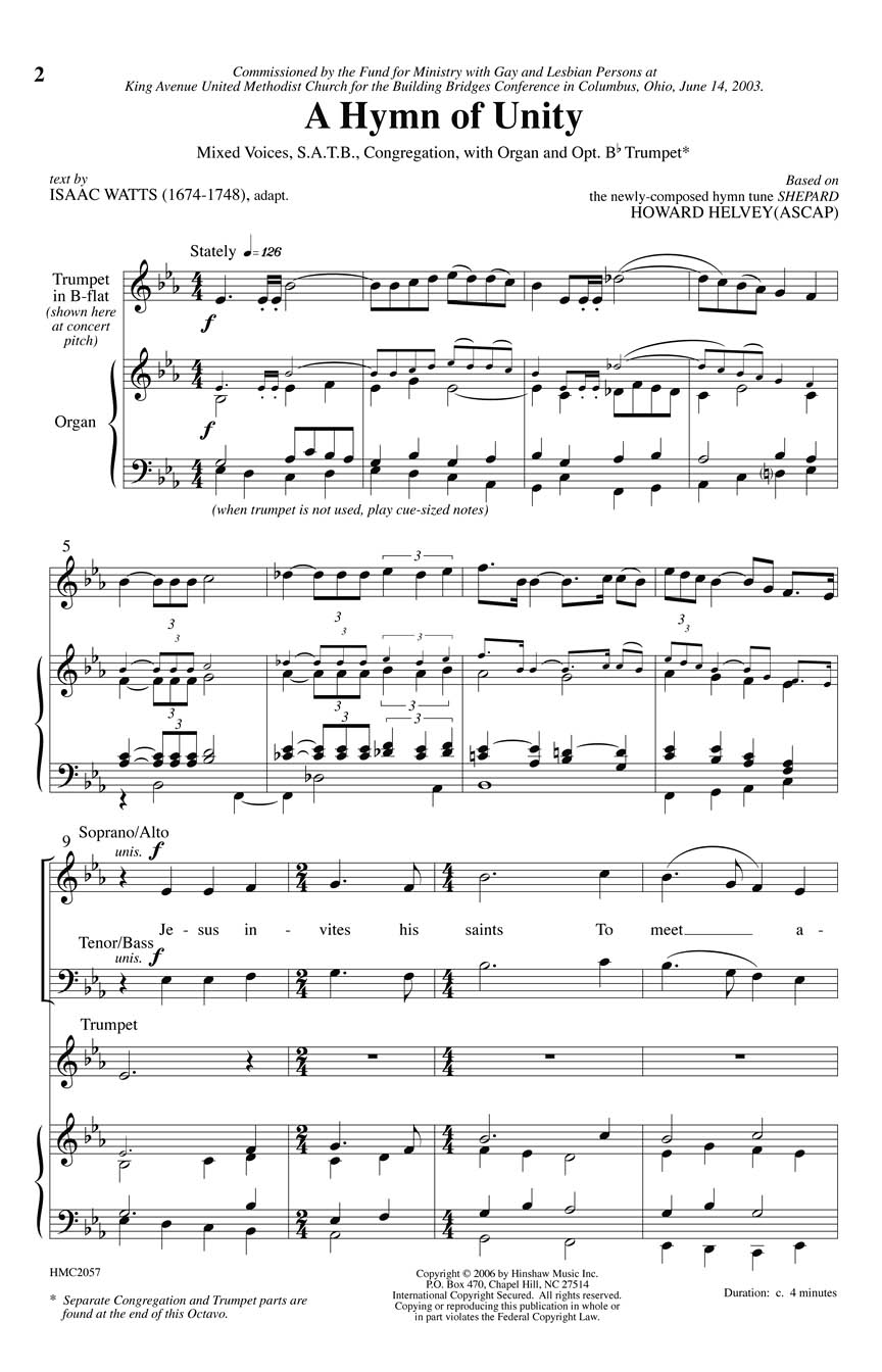 Howard Helvey: A Hymn of Unity: SATB: Vocal Score
