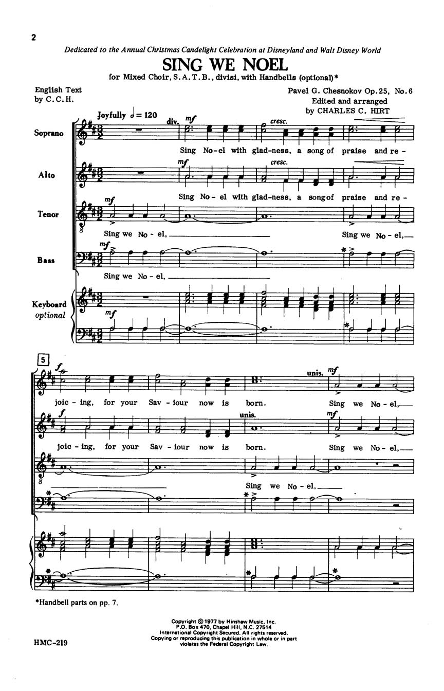 Pavel Chesnokov: Sing We Noel: SATB: Vocal Score