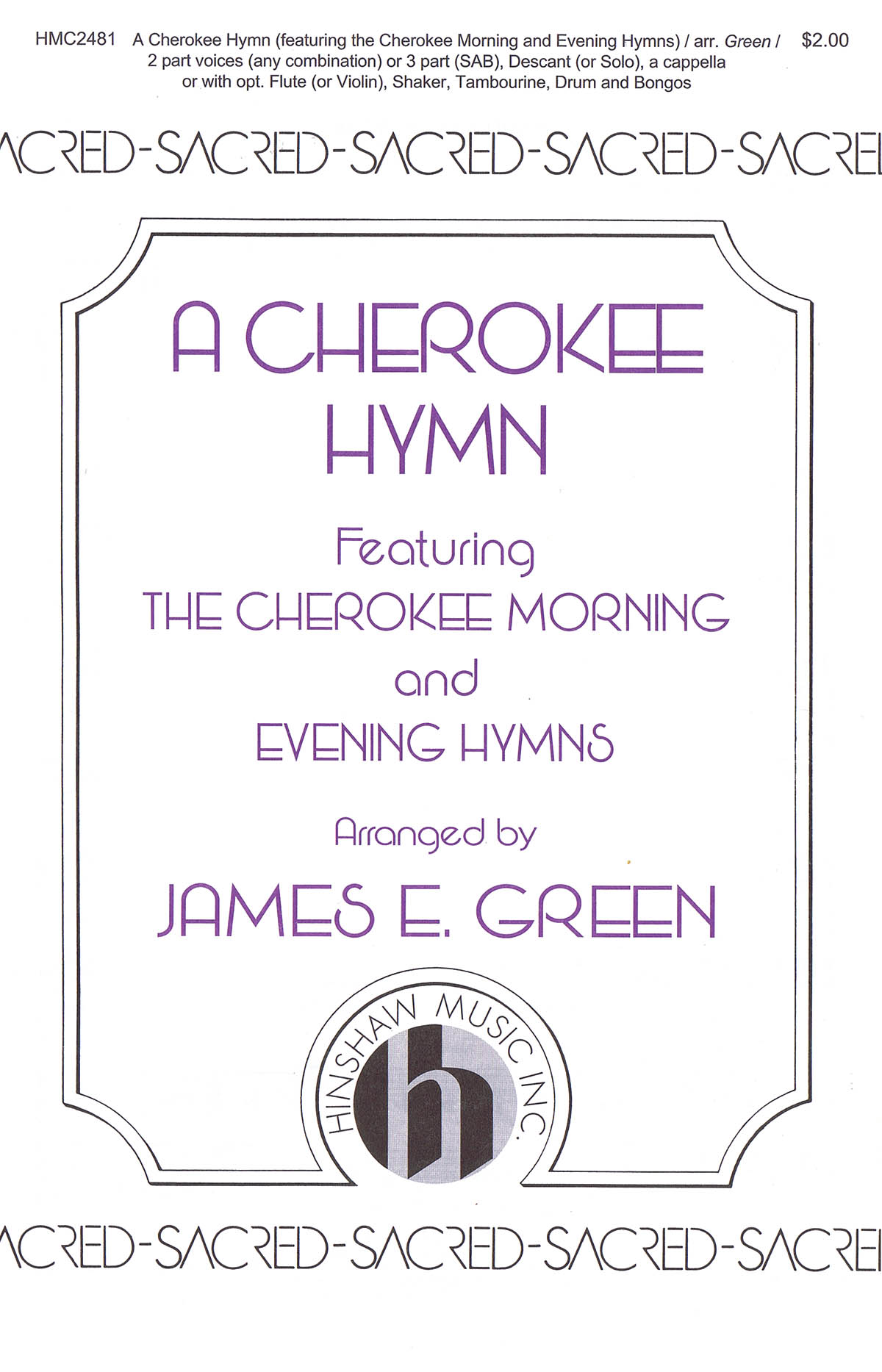 A Cherokee Hymn: Vocal: Vocal Collection