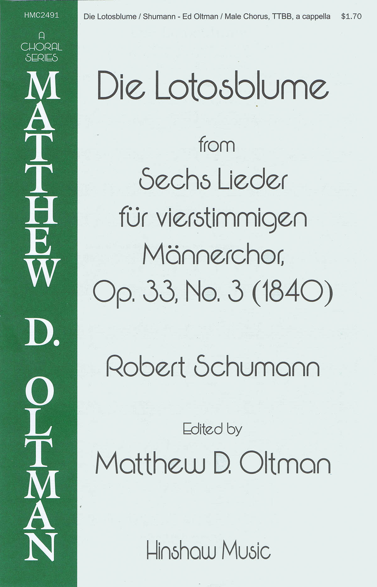 Franz Schubert: Die Lotosblume: TTBB: Vocal Score