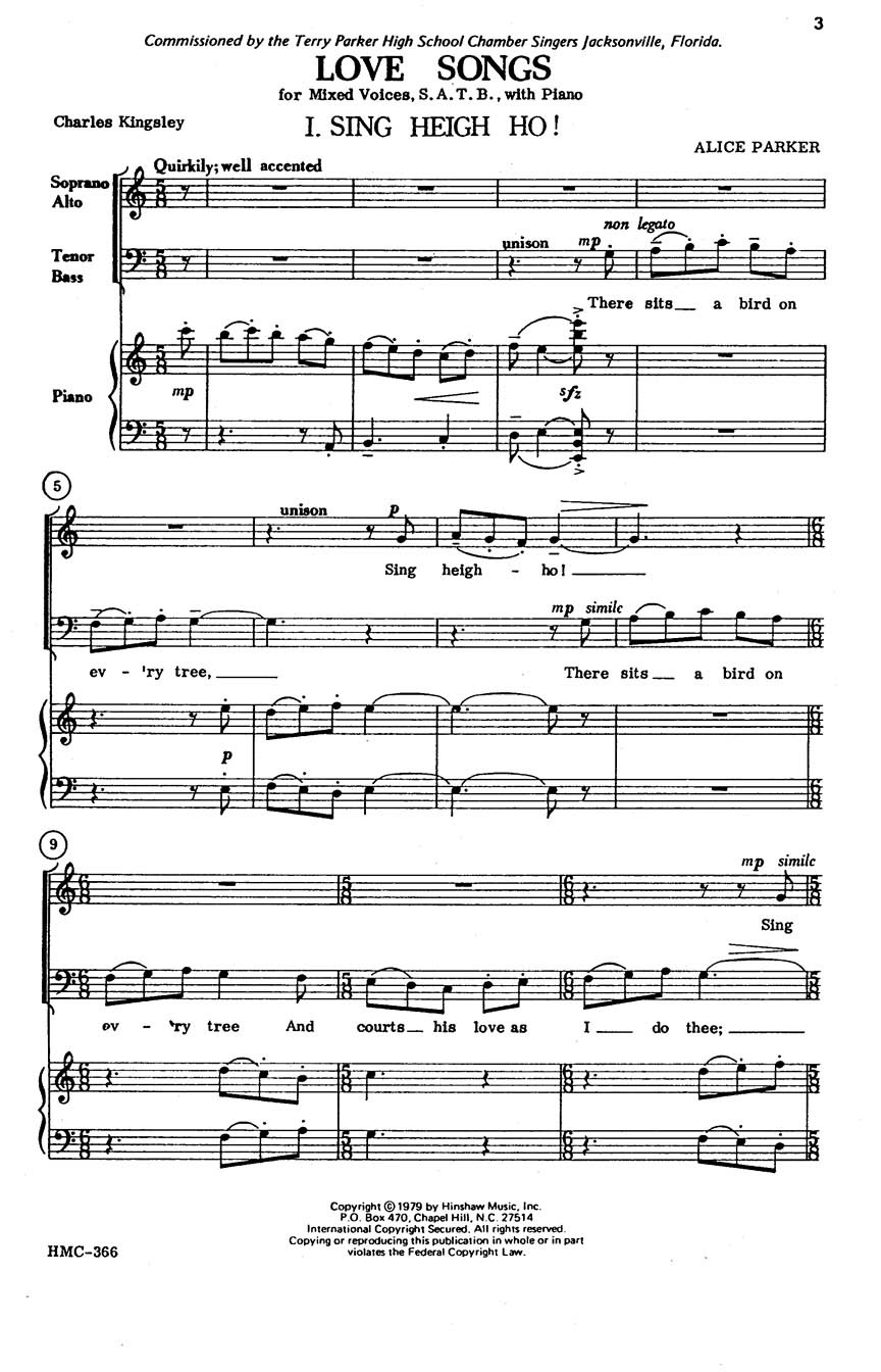 Alice Parker: Love Songs: SATB: Vocal Score