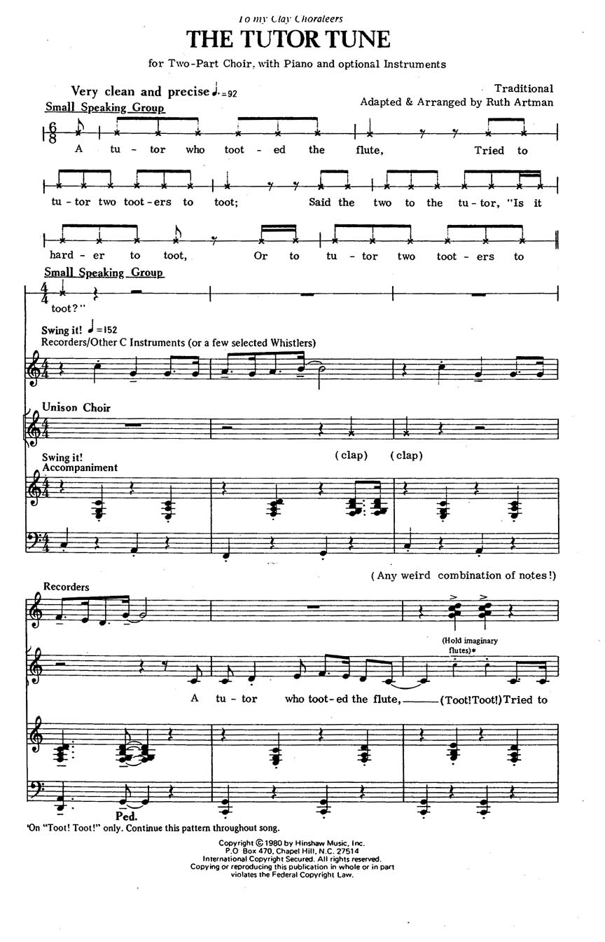 The Tutor Tune: 2-Part Choir: Vocal Score