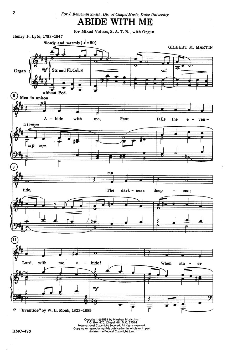 William Henry Monk: Abide with Me: SATB: Vocal Score