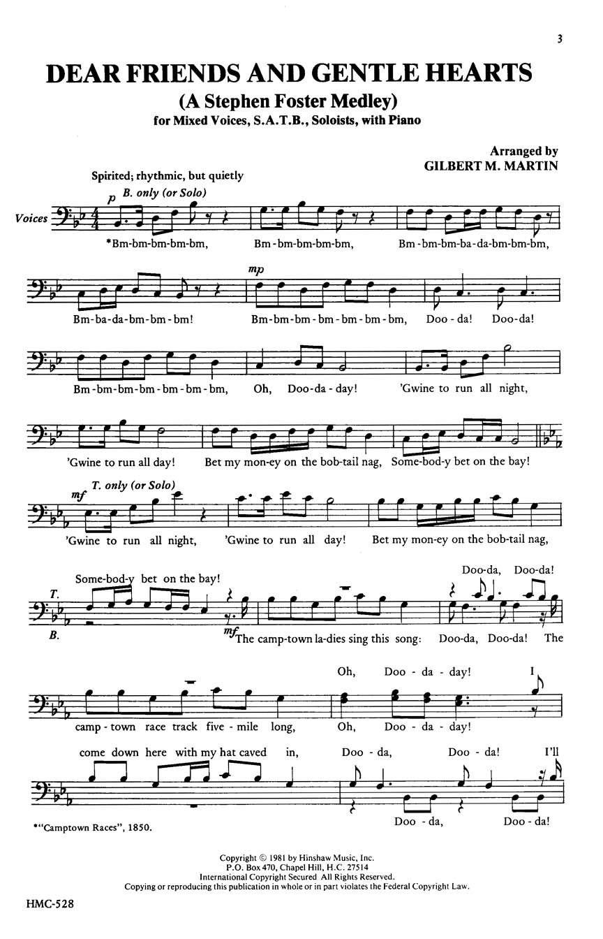 Stephen Foster: Dear Friends And Gentle Hearts: SATB: Vocal Score