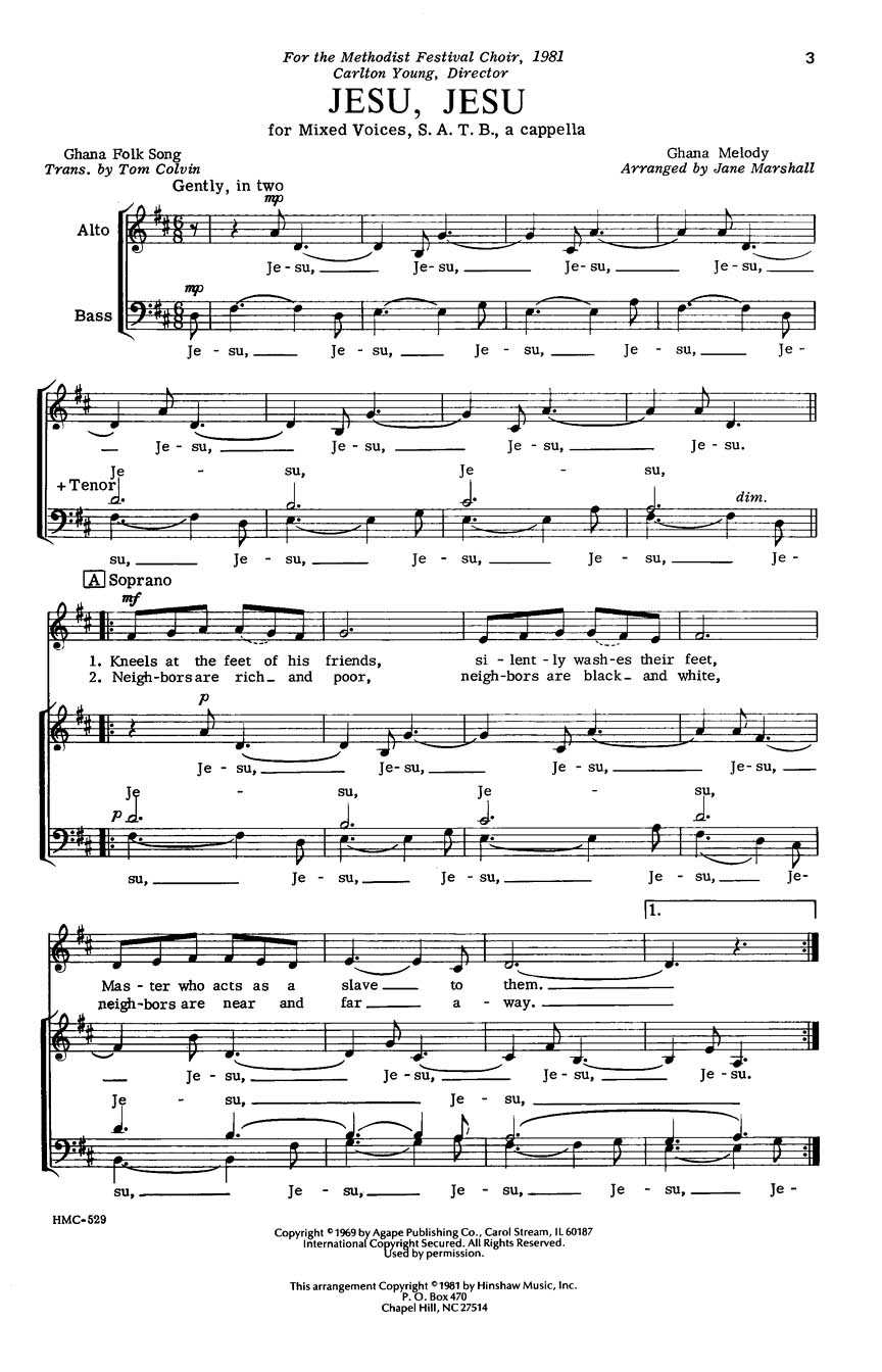 Jesu  Jesu: SATB: Vocal Score