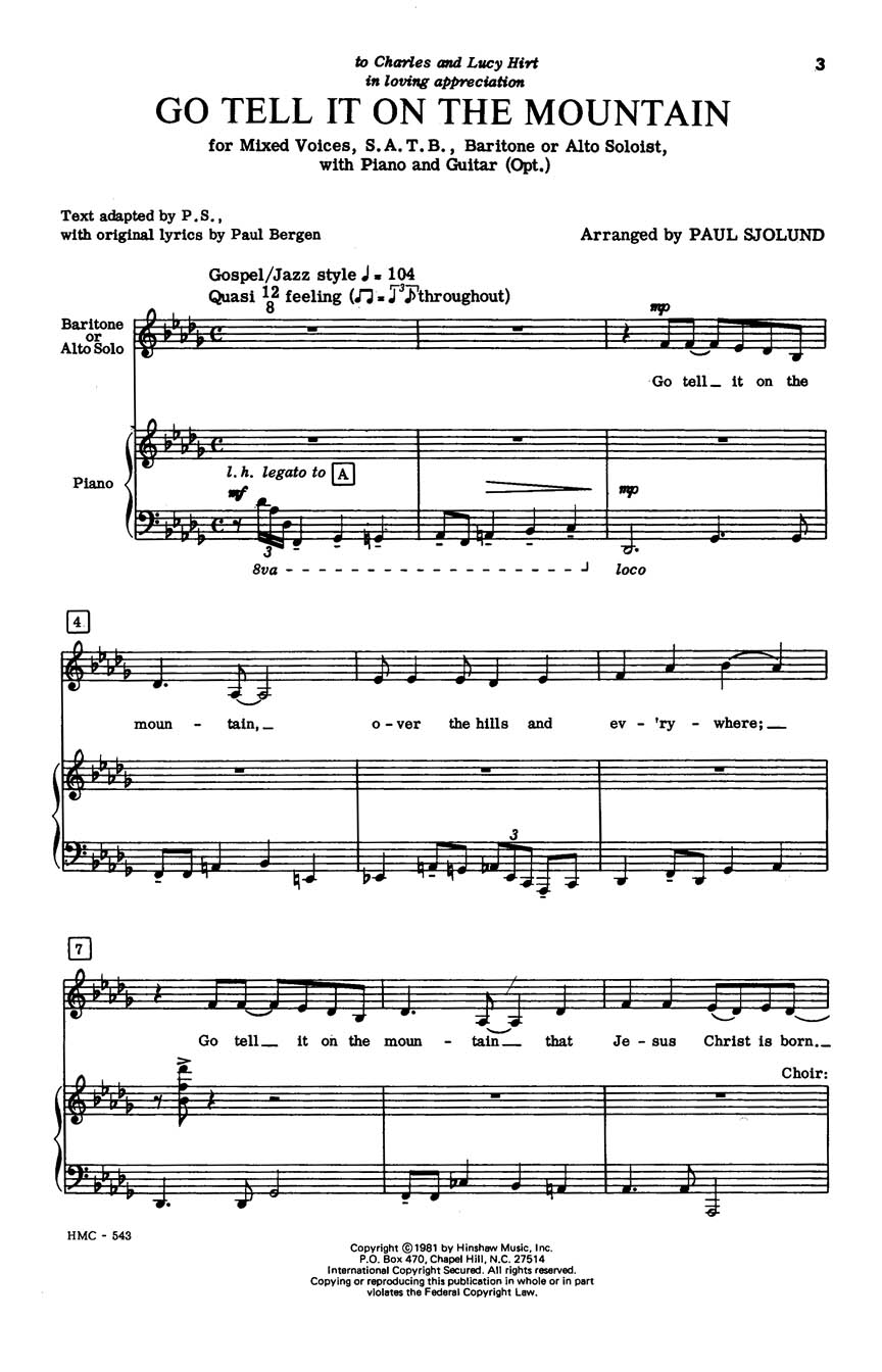 Go Tell It On the Mountain: SATB: Vocal Score